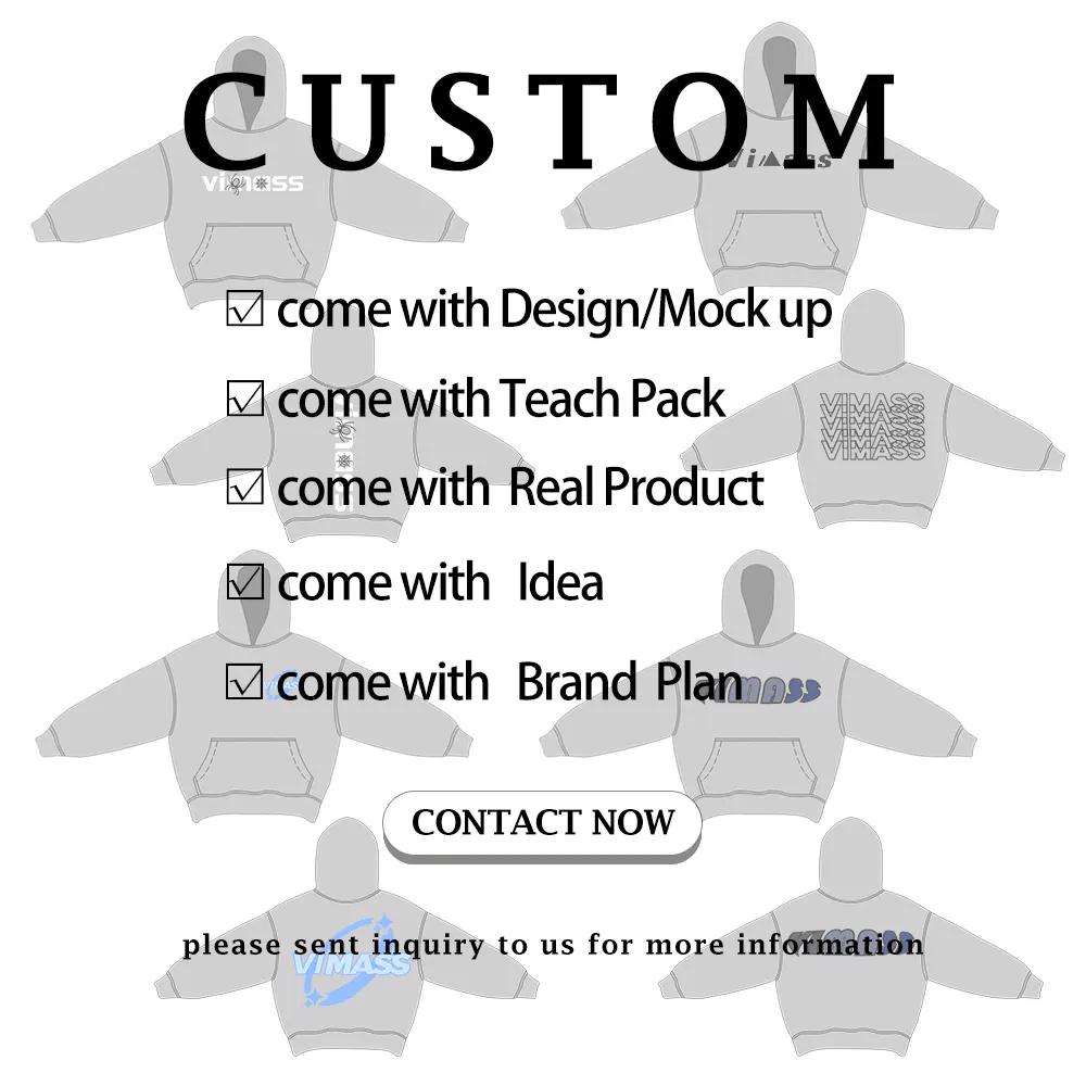 Thick 100% cotton hoodie for Men's Heavyweight Pullover hoodie high quality custom puff print fleece - view 5