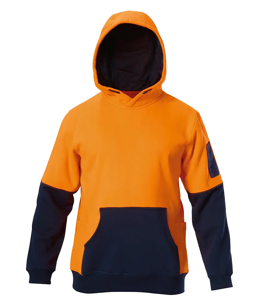 Custom Dual Tone Fleece Hoodie – ORANGE/NAVY – Built for Comfort and Safety - view 2