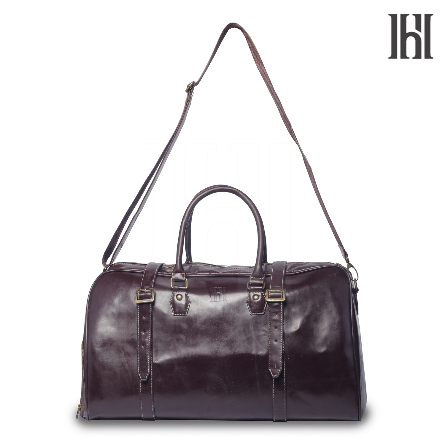 Leather Duffle Bag with shoes compartment, Premium leather duffle bag, leather travel bag - view 11