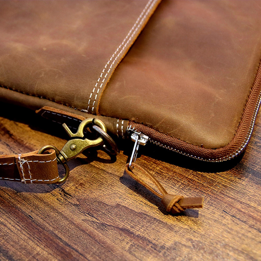 Premium leather laptop sleeve, Slim Leather Laptop Cover with pocket, laptop bag, original leather  - view 7