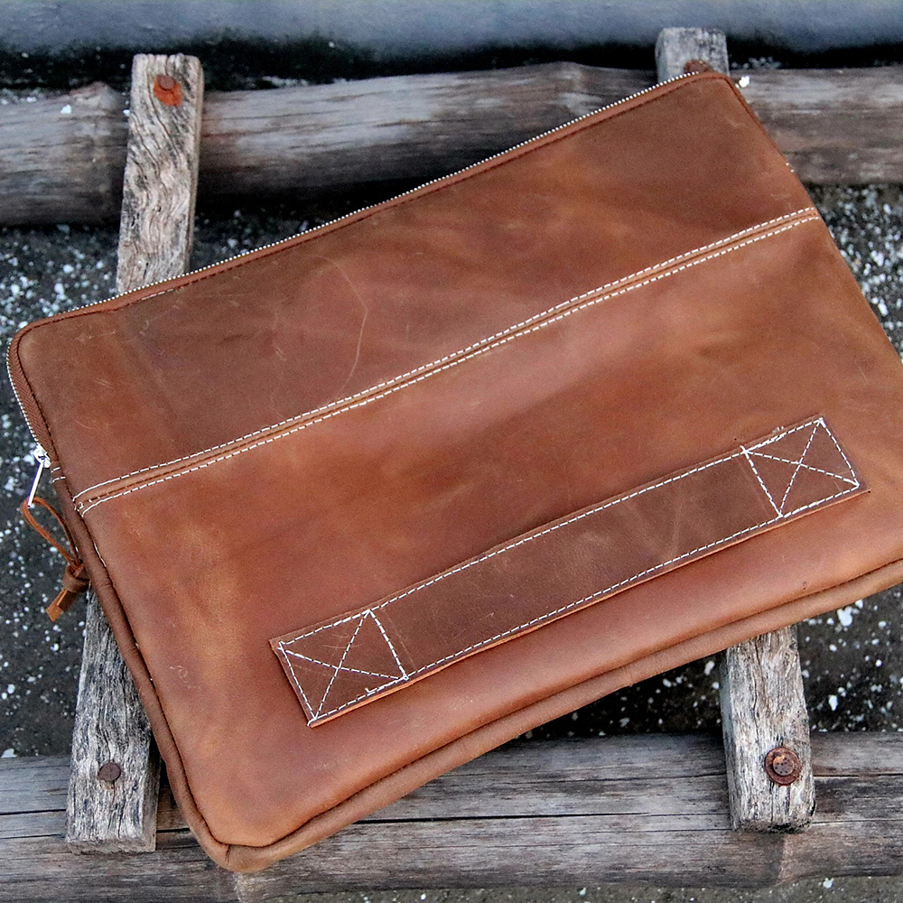 Premium leather laptop sleeve, Slim Leather Laptop Cover with pocket, laptop bag, original leather  - view 8