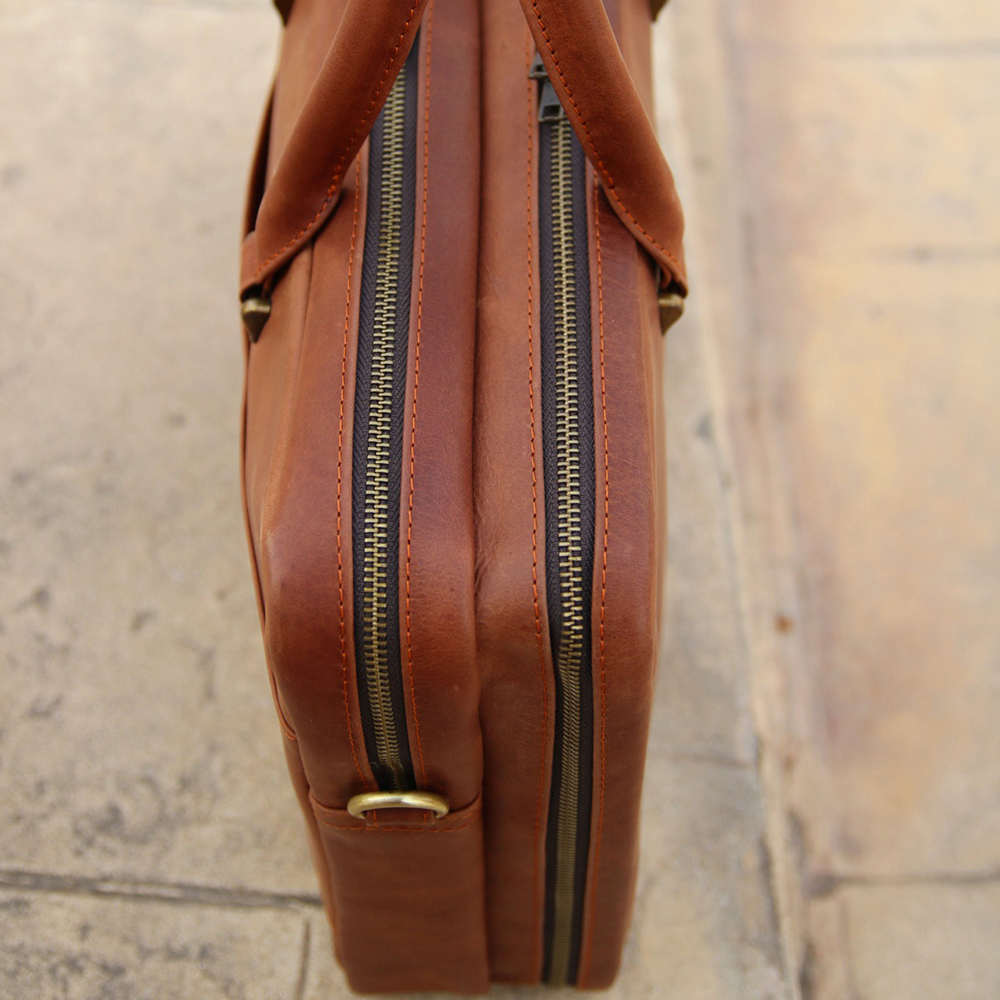 Double compartment Leather laptop bag, leather briefcase bag, business bag, leather bag - view 9