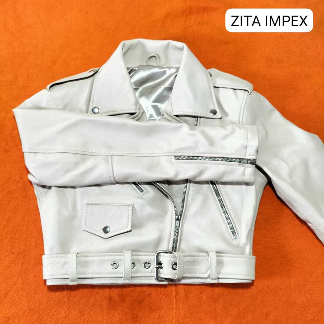Customized High-Quality Real Cow Skin Biker Leather Jacket for Women