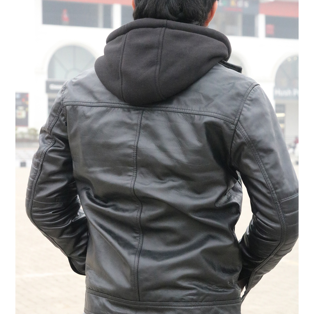Men's Leather Biker Jacket, premium leather jacket with Ykk zipper, leather jacket for men's - view 3