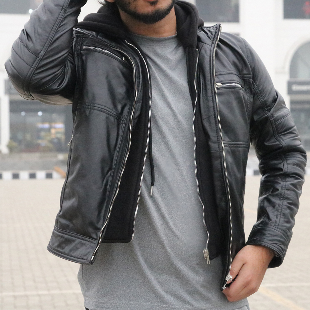 Men's Leather Biker Jacket, premium leather jacket with Ykk zipper, leather jacket for men's - view 8