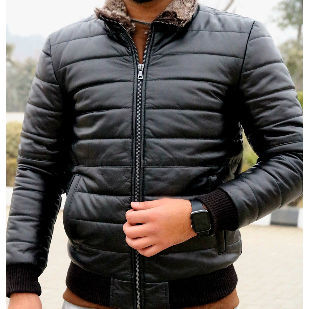 Men's Leather Biker Jacket, premium leather jacket with Ykk zipper, leather jacket for men's - view 3