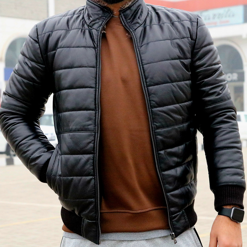 Men's Leather Biker Jacket, premium leather jacket with Ykk zipper, leather jacket for men's - view 4
