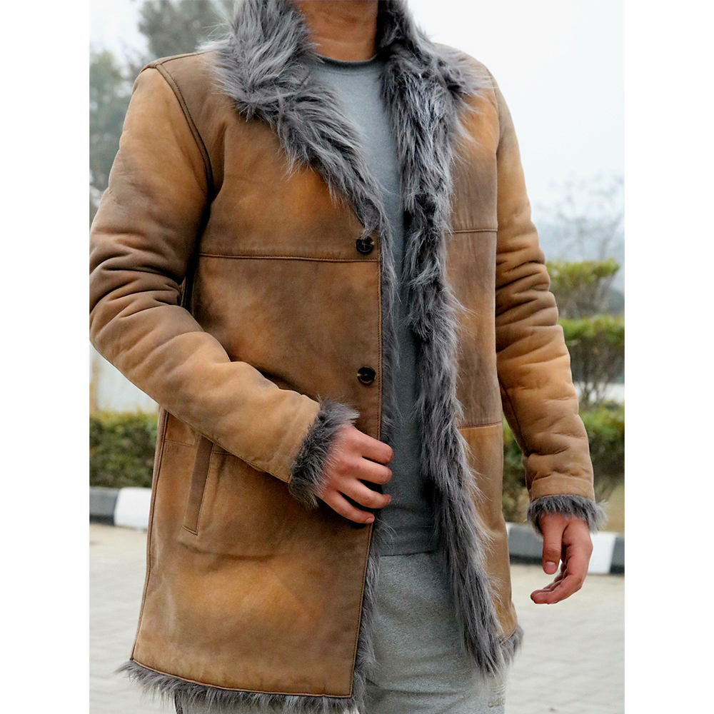 original leather long coat, fur long coat, long coat for ladies and men's, Toscana shearling coat - view 2