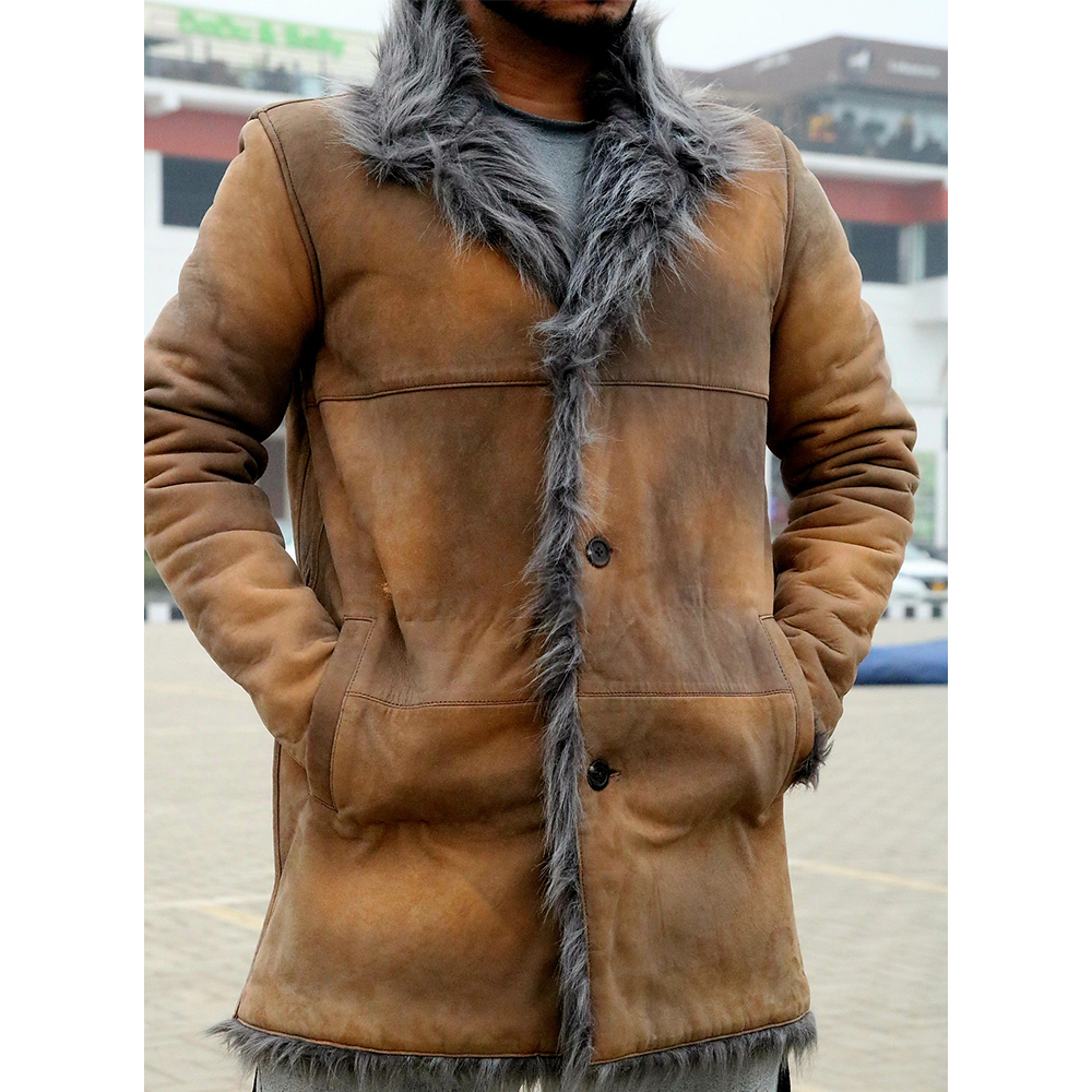 original leather long coat, fur long coat, long coat for ladies and men's, Toscana shearling coat - view 3