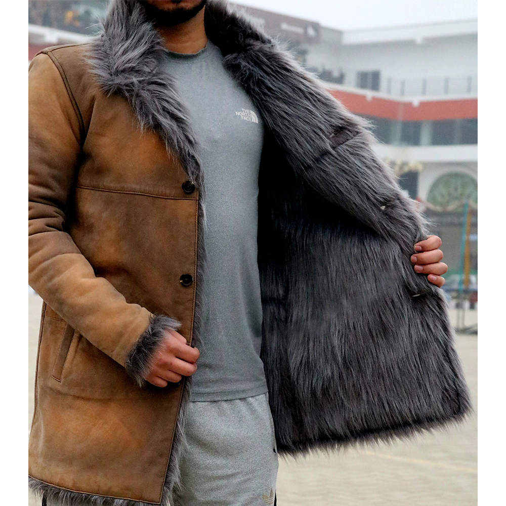 original leather long coat, fur long coat, long coat for ladies and men's, Toscana shearling coat - view 4