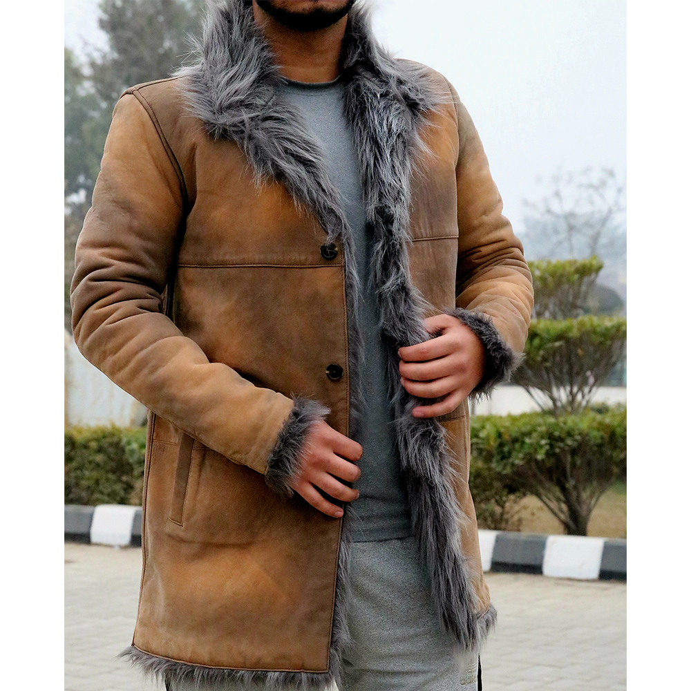 original leather long coat, fur long coat, long coat for ladies and men's, Toscana shearling coat - view 6