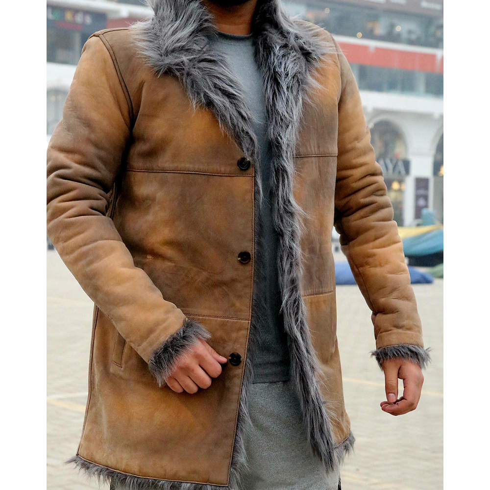 original leather long coat, fur long coat, long coat for ladies and men's, Toscana shearling coat - view 9