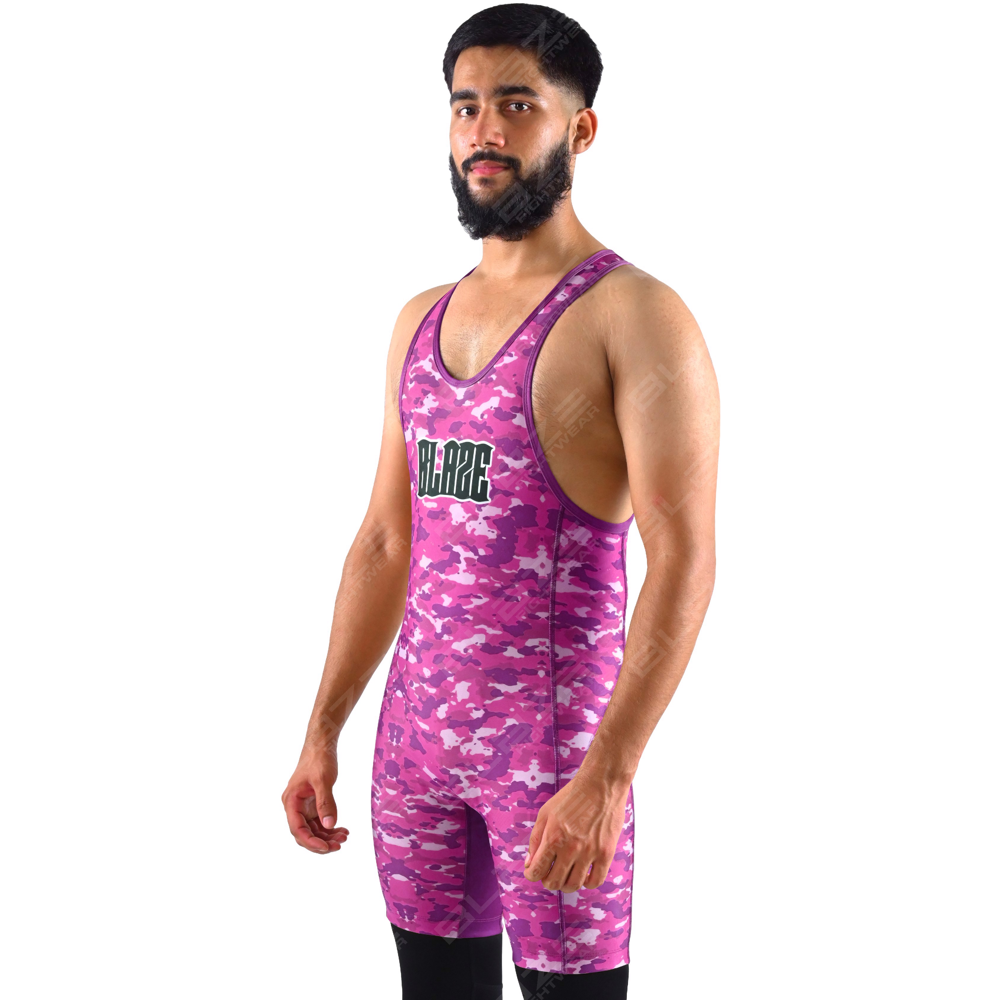 OEM custom high-elastic men's powerlifting singlet, one-piece gym fitness wear with a knitted design - view 3