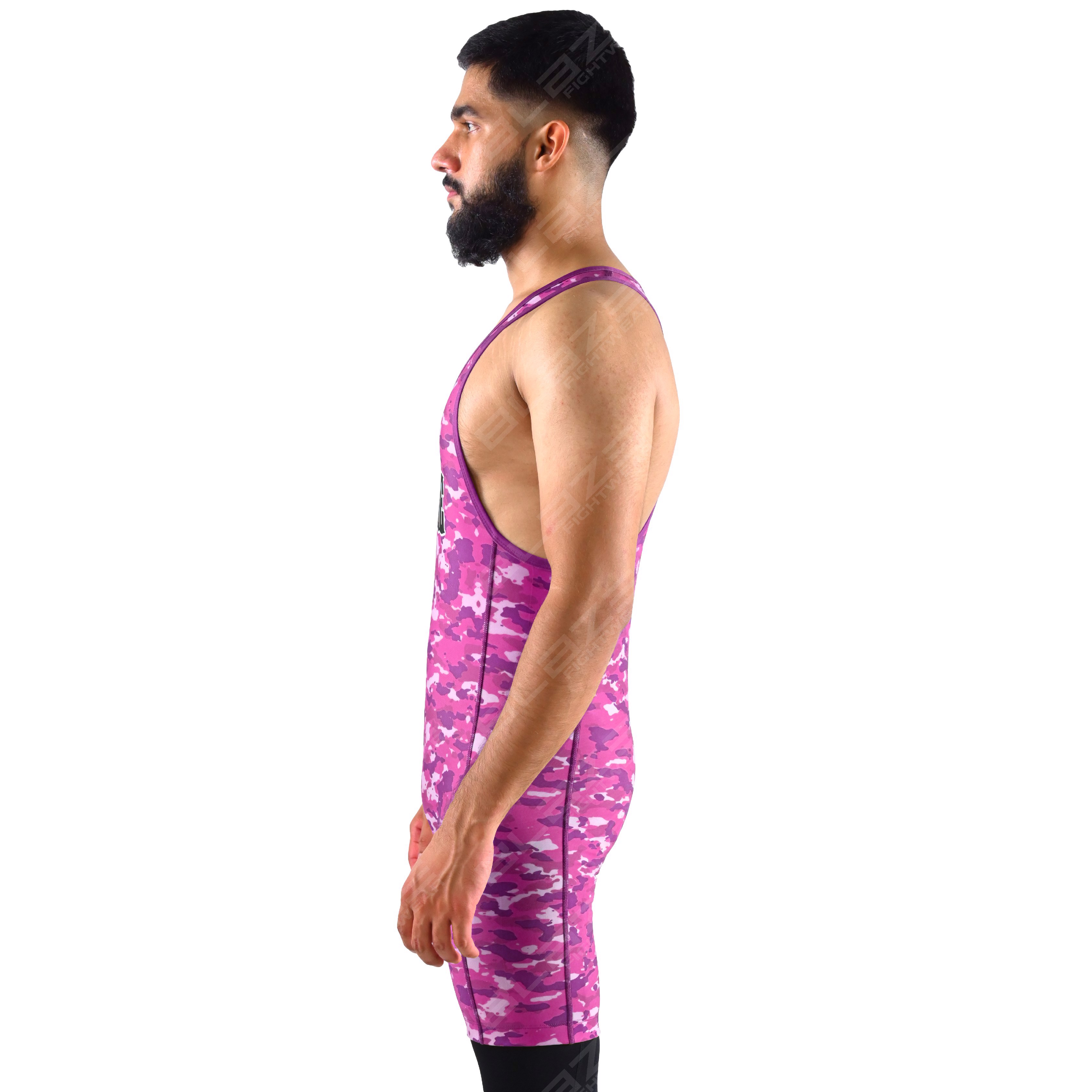 OEM custom high-elastic men's powerlifting singlet, one-piece gym fitness wear with a knitted design - view 5