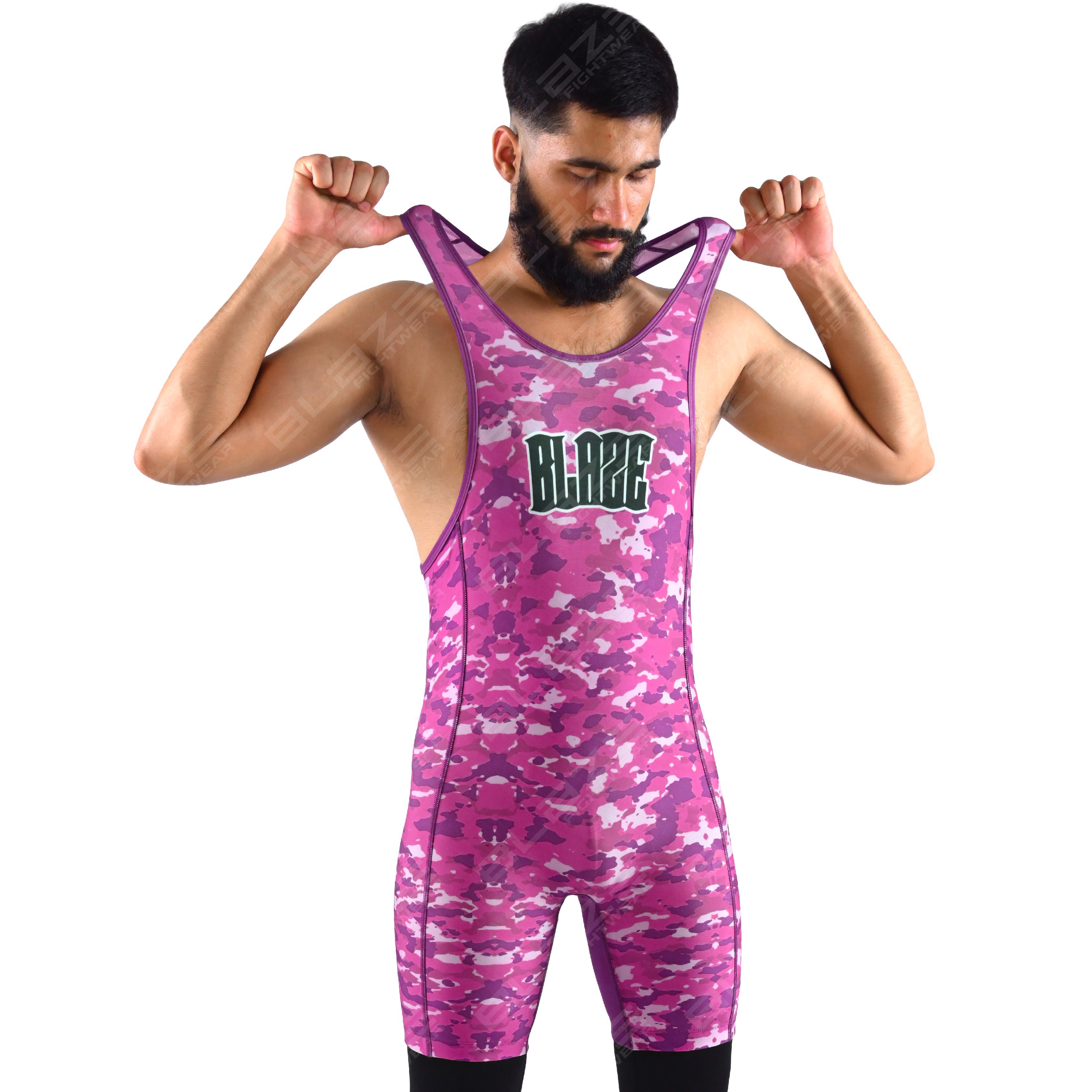 OEM custom high-elastic men's powerlifting singlet, one-piece gym fitness wear with a knitted design - view 7