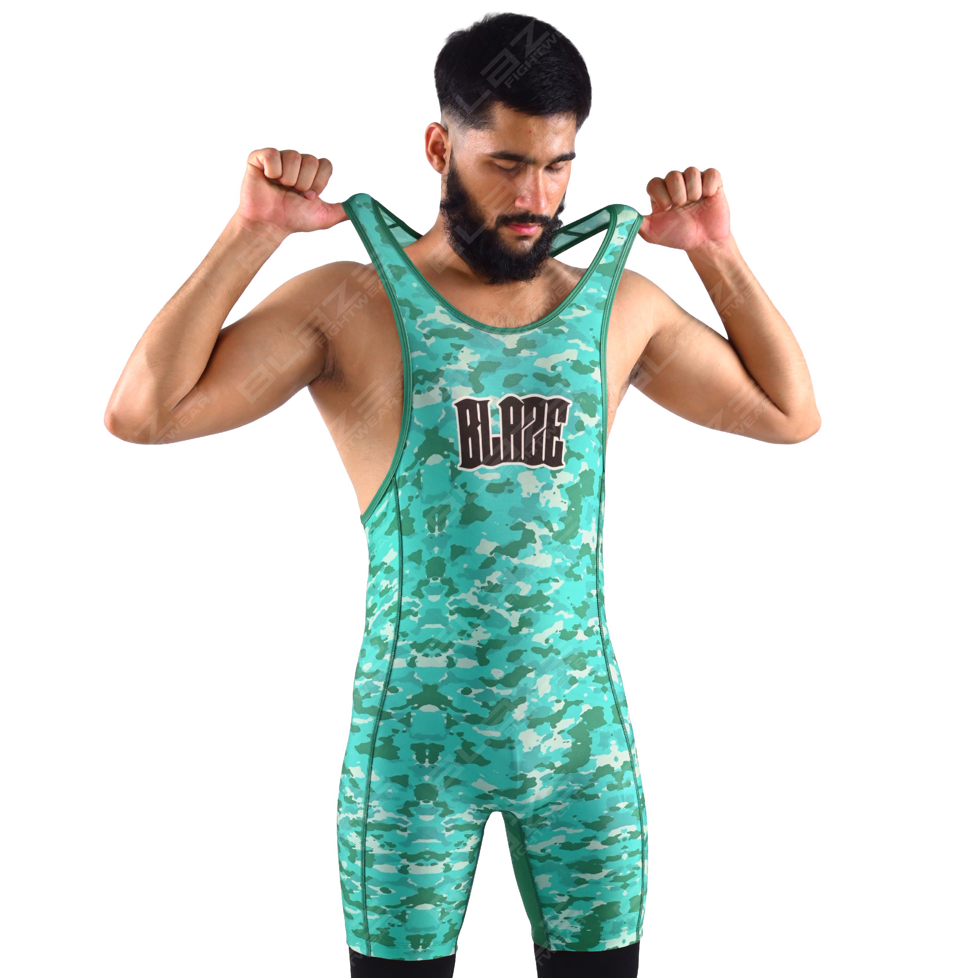 OEM custom high-elastic men's powerlifting singlet, one-piece gym fitness wear with a knitted design - view 12