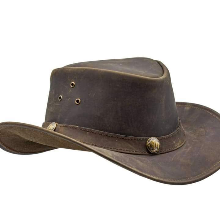 High Quality Cow Boy Hat Beautifully Adorn With Laces And Brass Conchos.