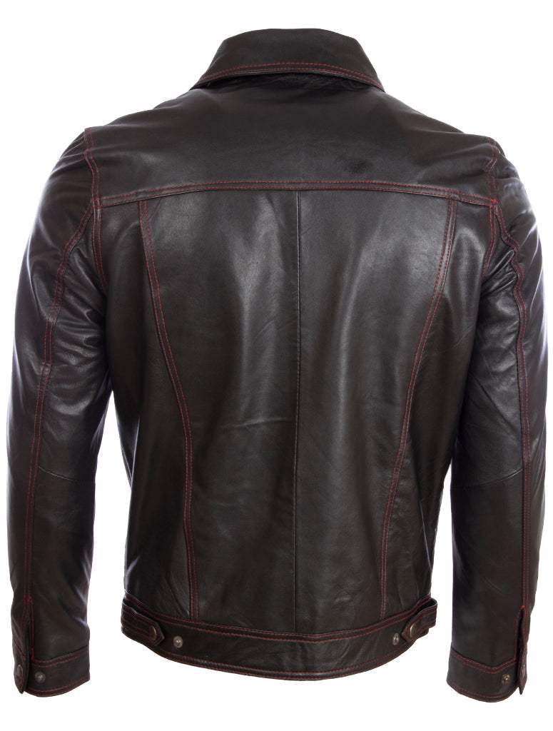 High Quality Original Leather Jacket With Buttons And Zip On It   - view 2