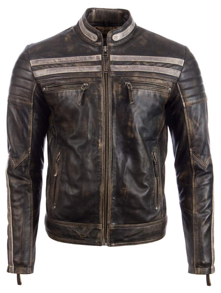 High Quality  Fashionable Original Leather Jacket With Buttons And Zip On It  - view 3