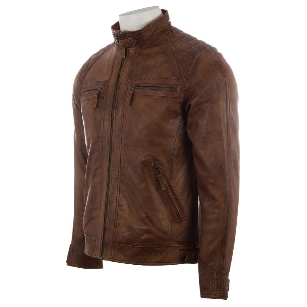 High Quality Original Leather Jacket With Buttons And Zip On It  - view 3