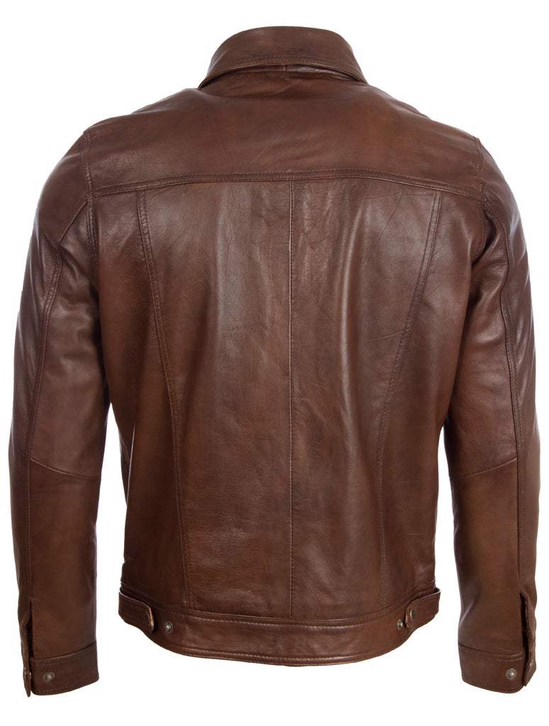 High Quality Original Leather Jacket With Buttons And Zip On It 