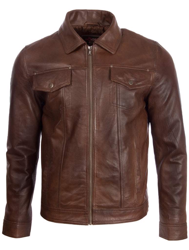 High Quality Original Leather Jacket With Buttons And Zip On It  - view 2