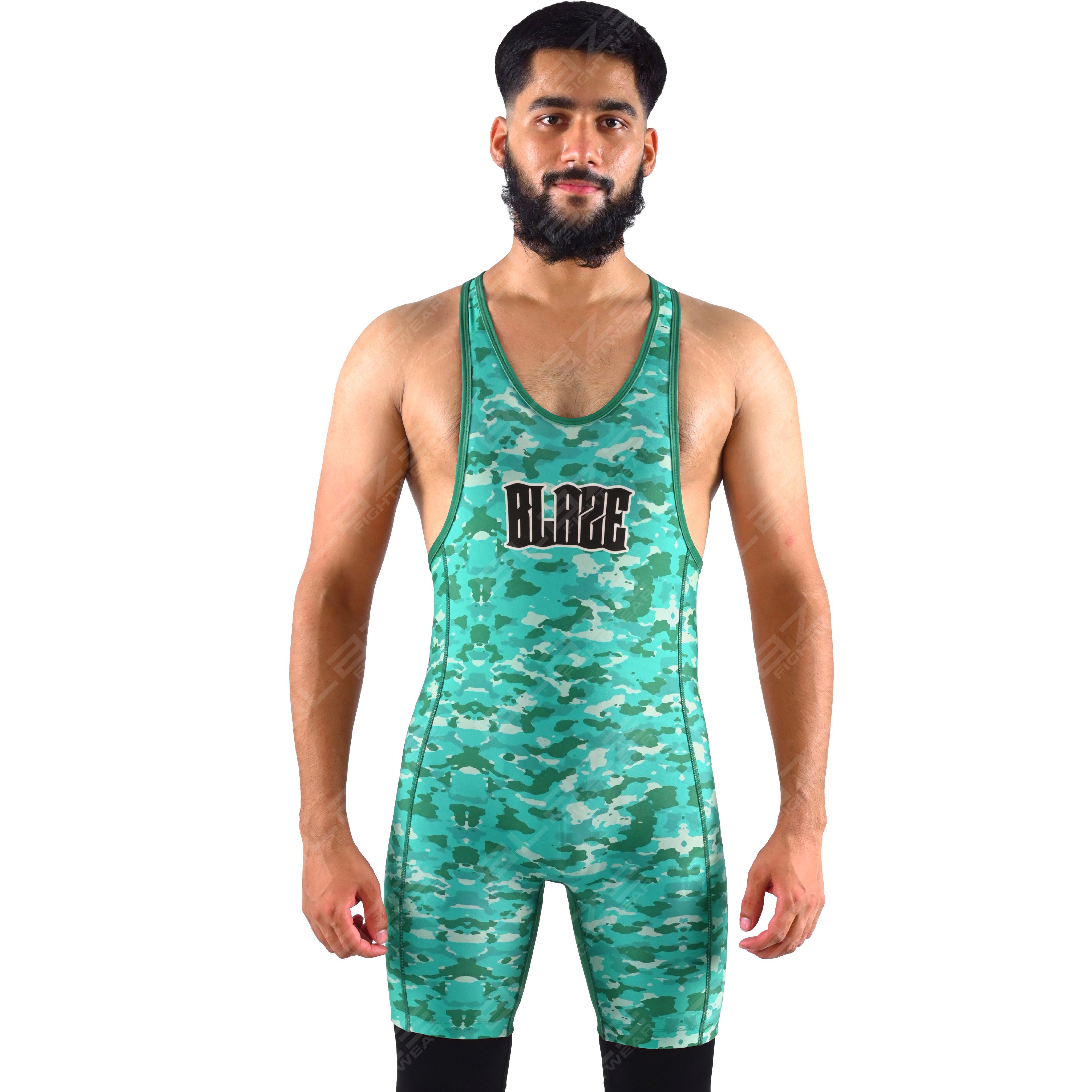 Custom OEM men's high-flex powerlifting singlet, one-piece gym wear with a knitted fabric pattern - view 11