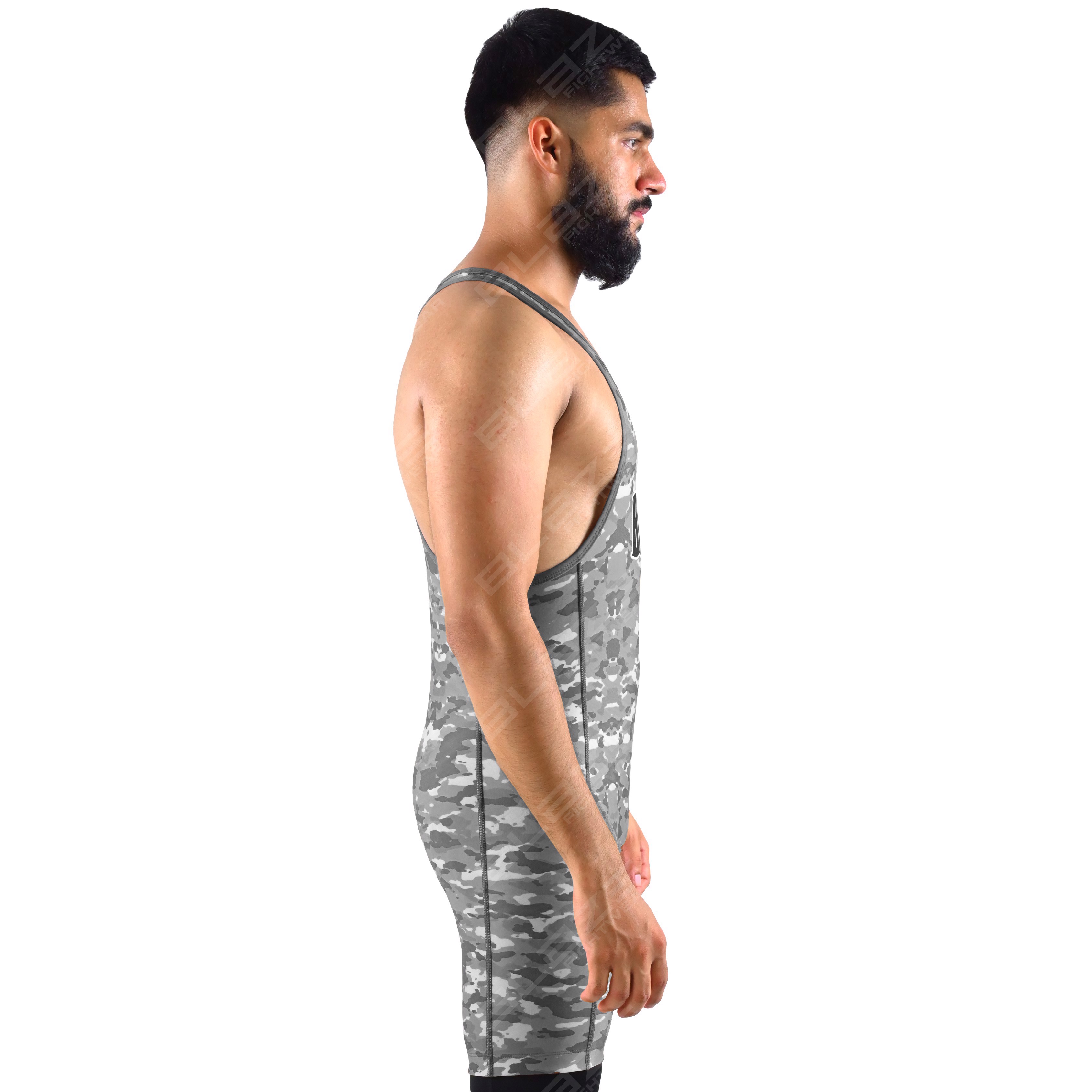  OEM men's high-elastic powerlifting singlet, one-piece training wear with a knitted design. - view 3