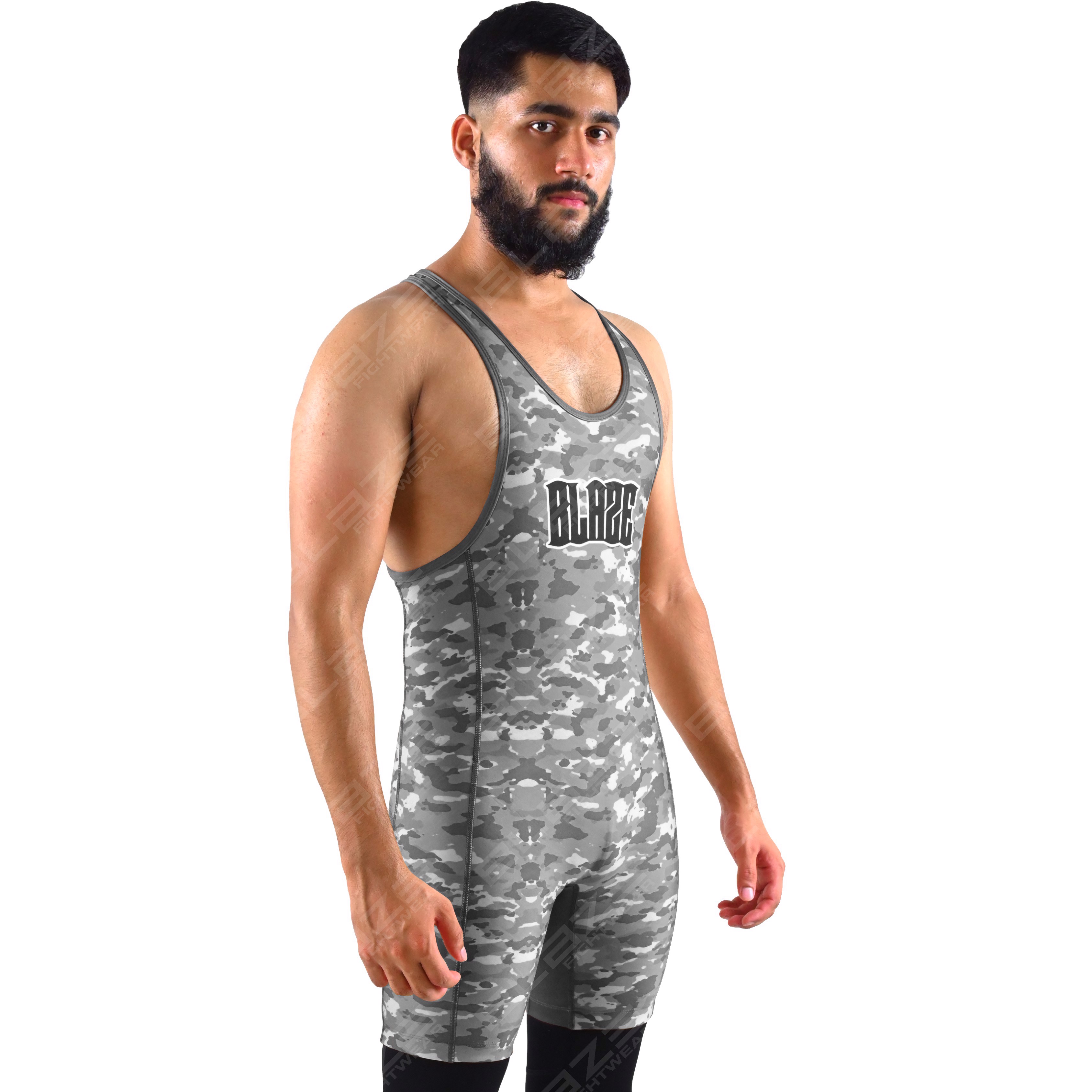  OEM men's high-elastic powerlifting singlet, one-piece training wear with a knitted design. - view 5