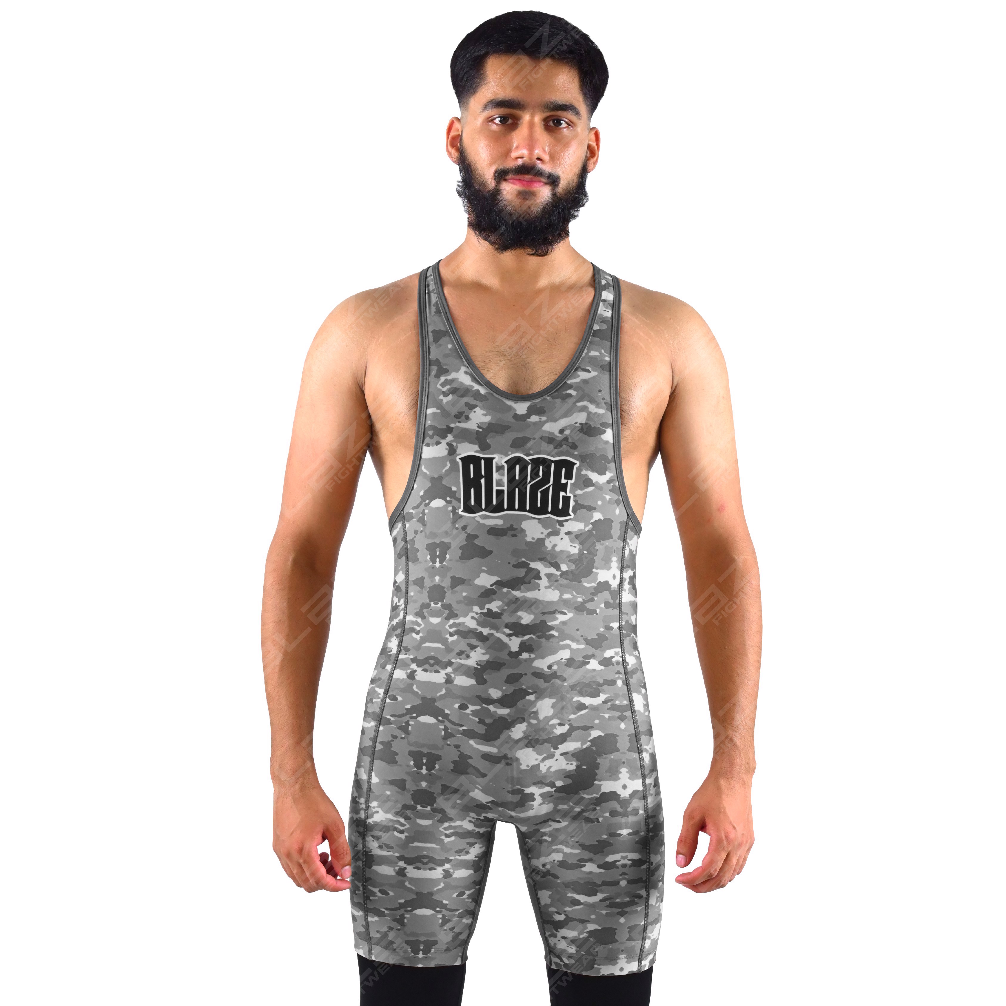  OEM men's high-elastic powerlifting singlet, one-piece training wear with a knitted design. - view 7