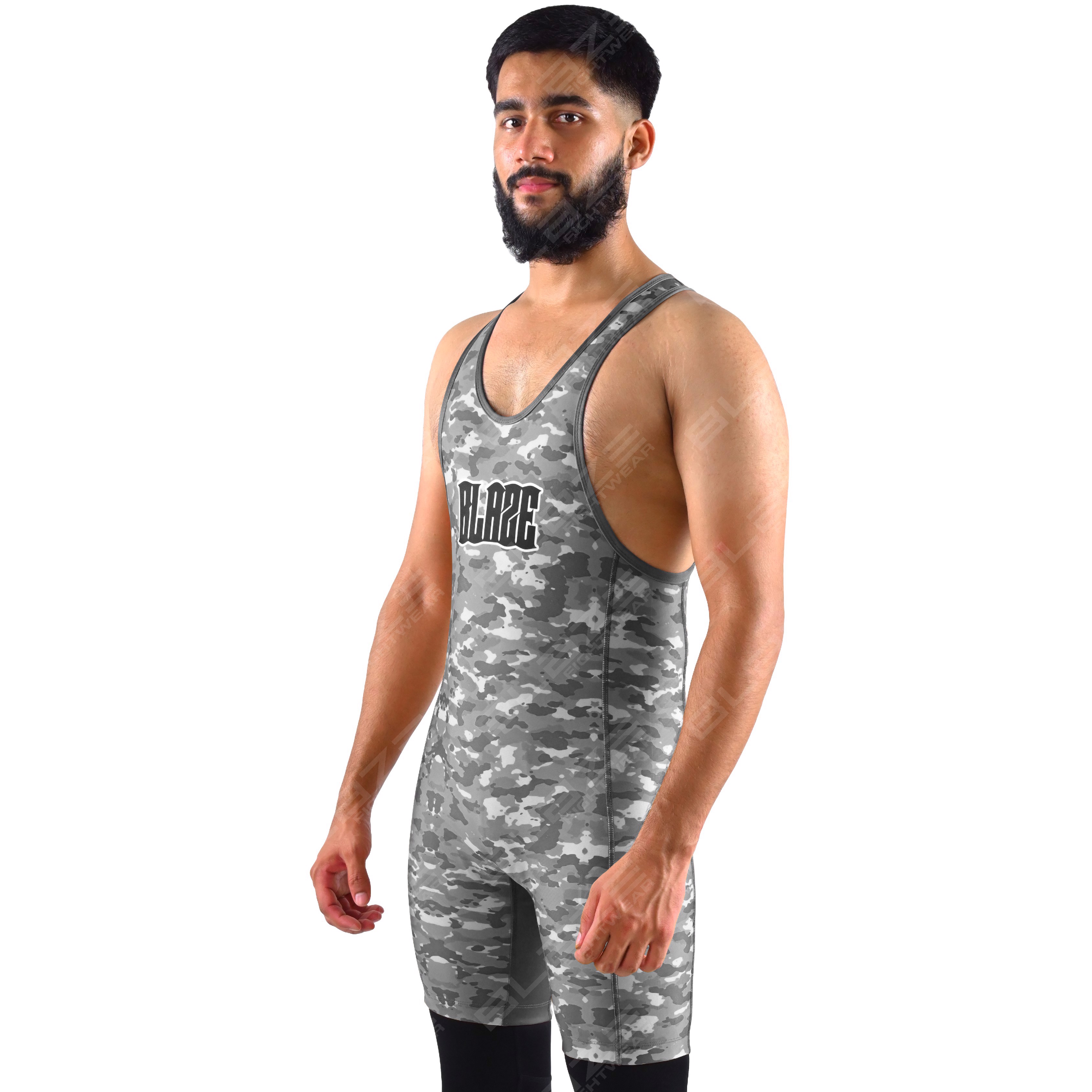  OEM men's high-elastic powerlifting singlet, one-piece training wear with a knitted design. - view 9
