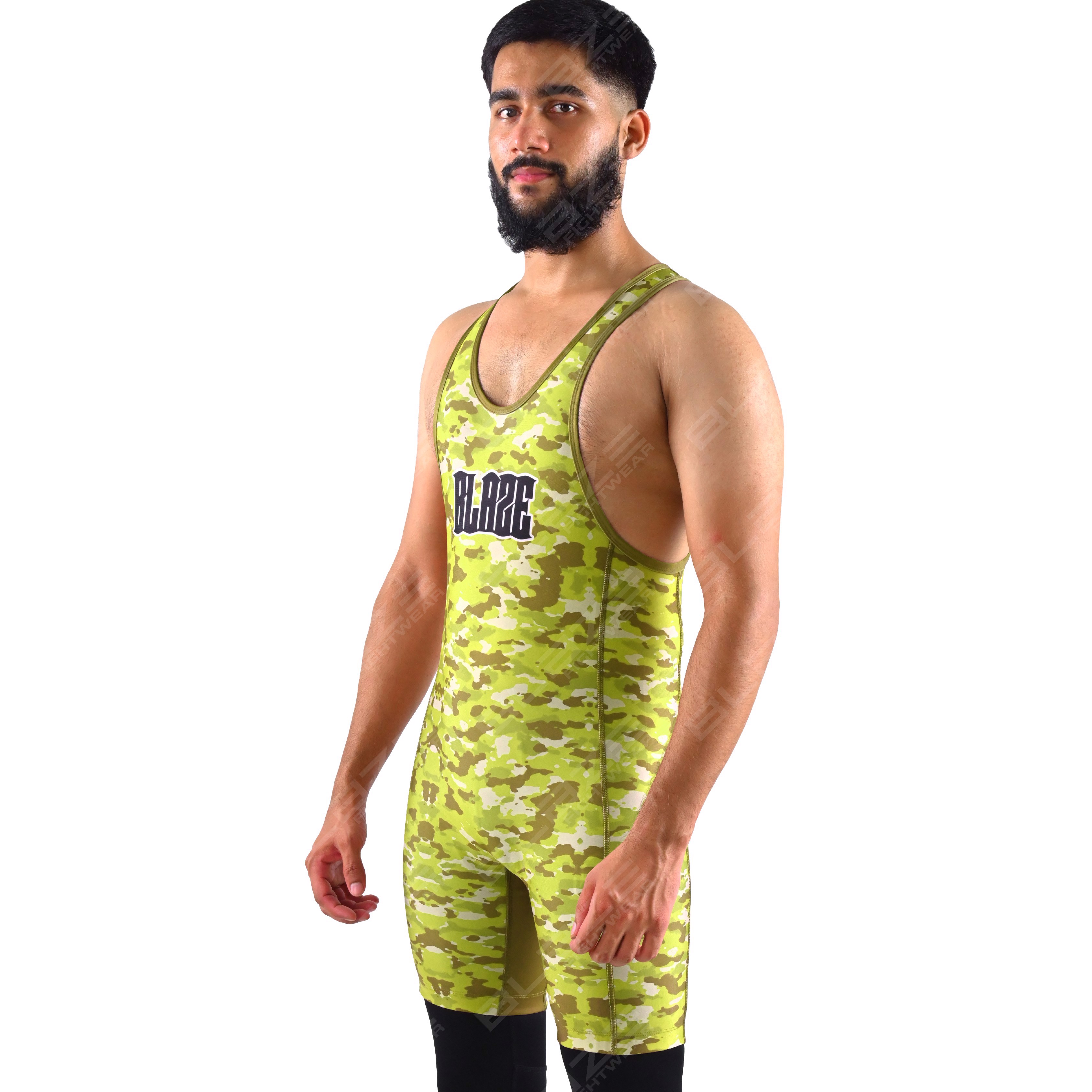  OEM men's high-elastic powerlifting singlet, one-piece training wear with a knitted design. - view 12
