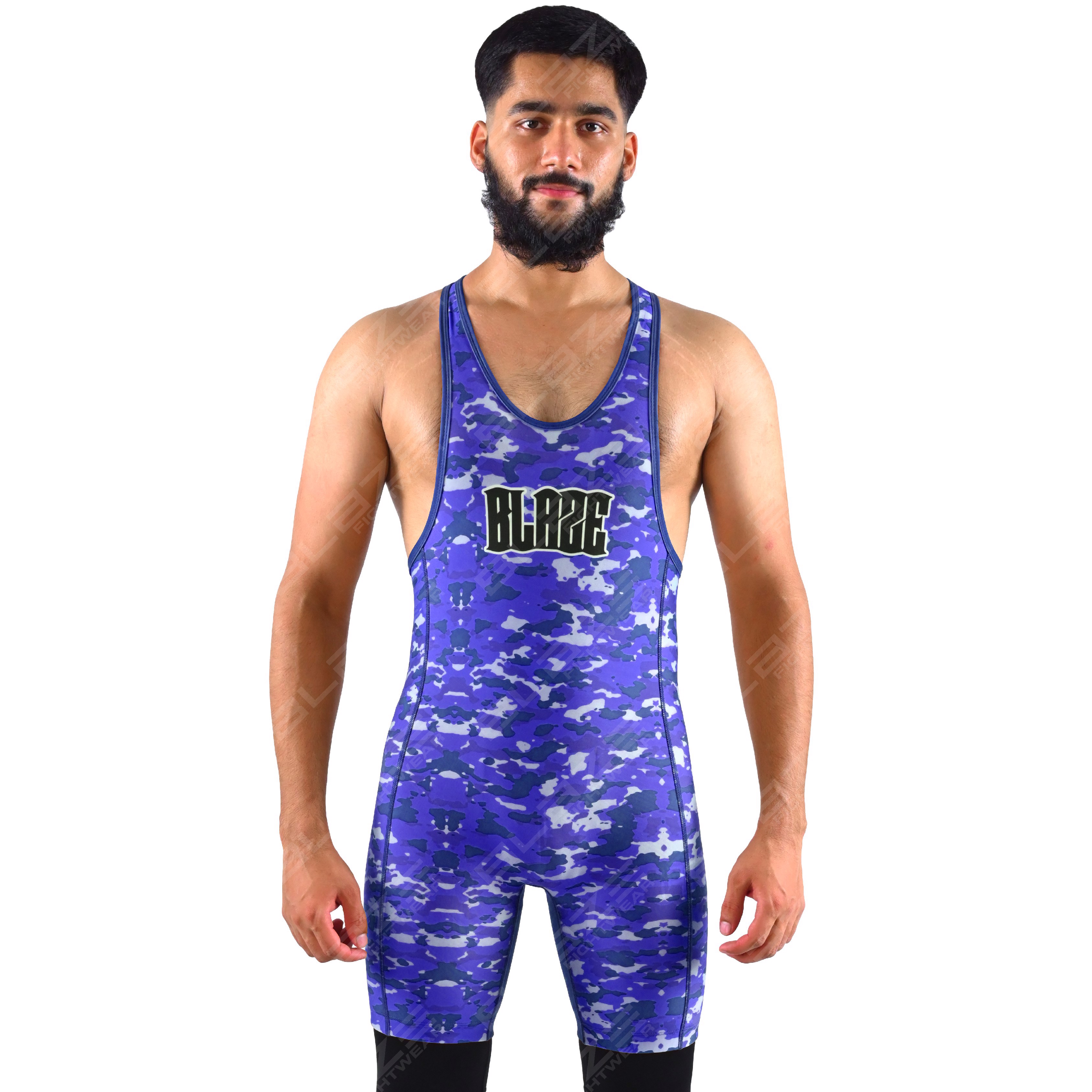  OEM men's high-elastic powerlifting singlet, one-piece training gear with a knitted fabric design. - view 2