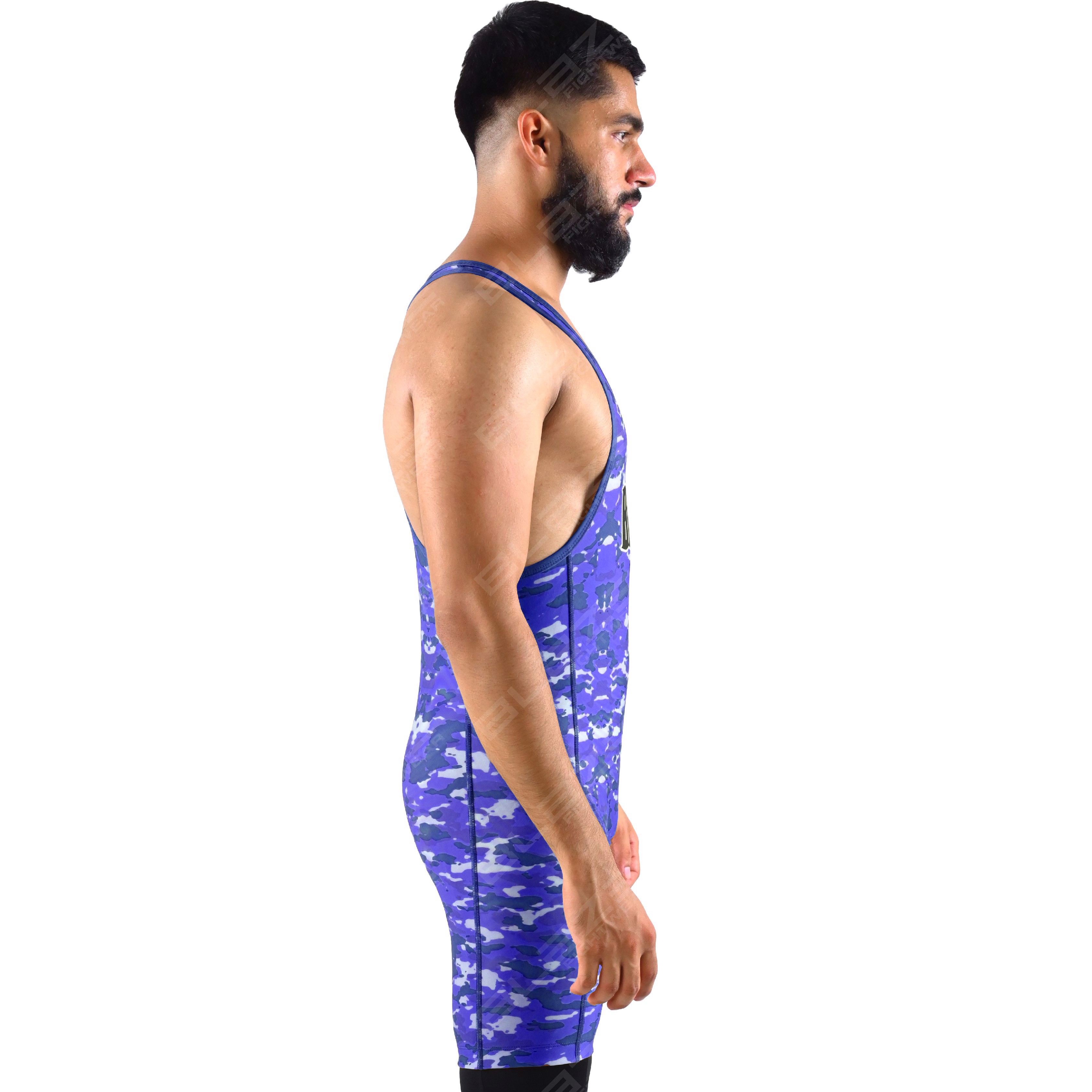  OEM men's high-elastic powerlifting singlet, one-piece training gear with a knitted fabric design. - view 3