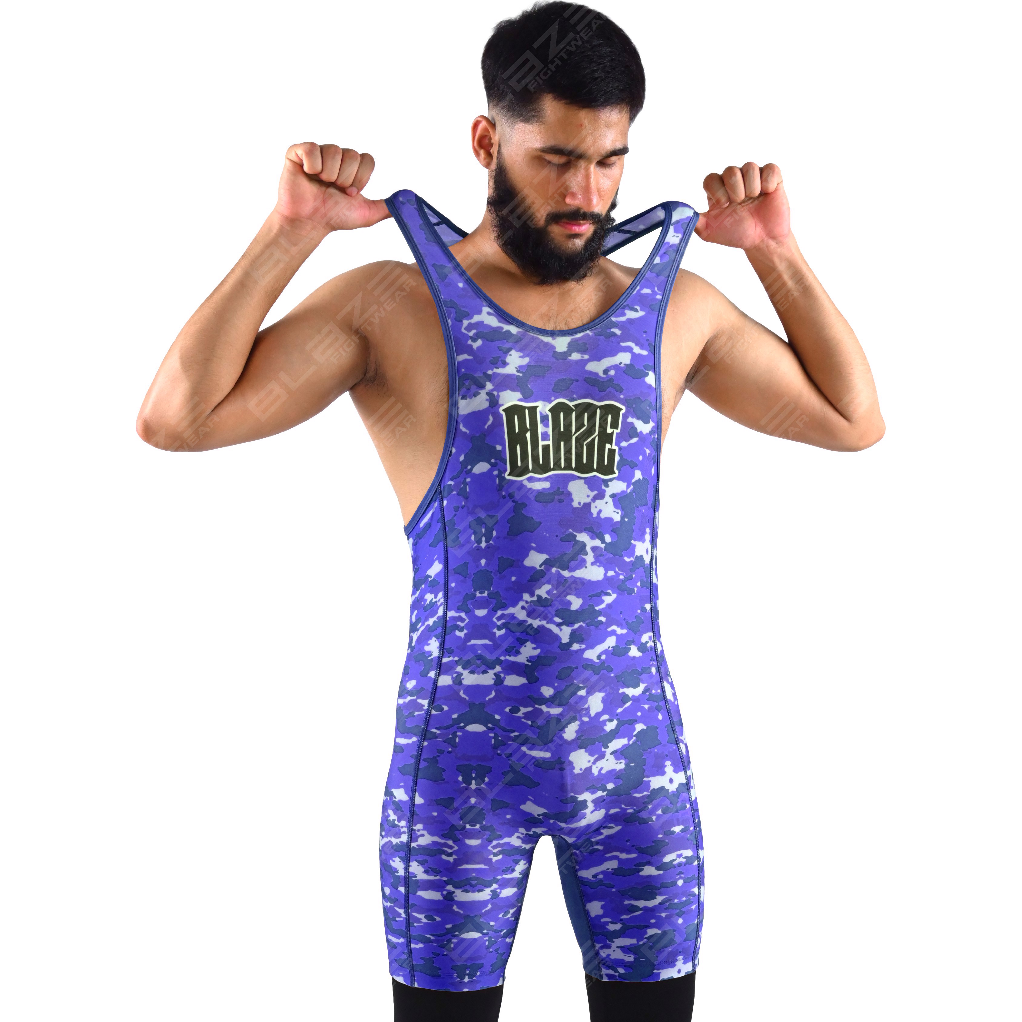  OEM men's high-elastic powerlifting singlet, one-piece training gear with a knitted fabric design. - view 8