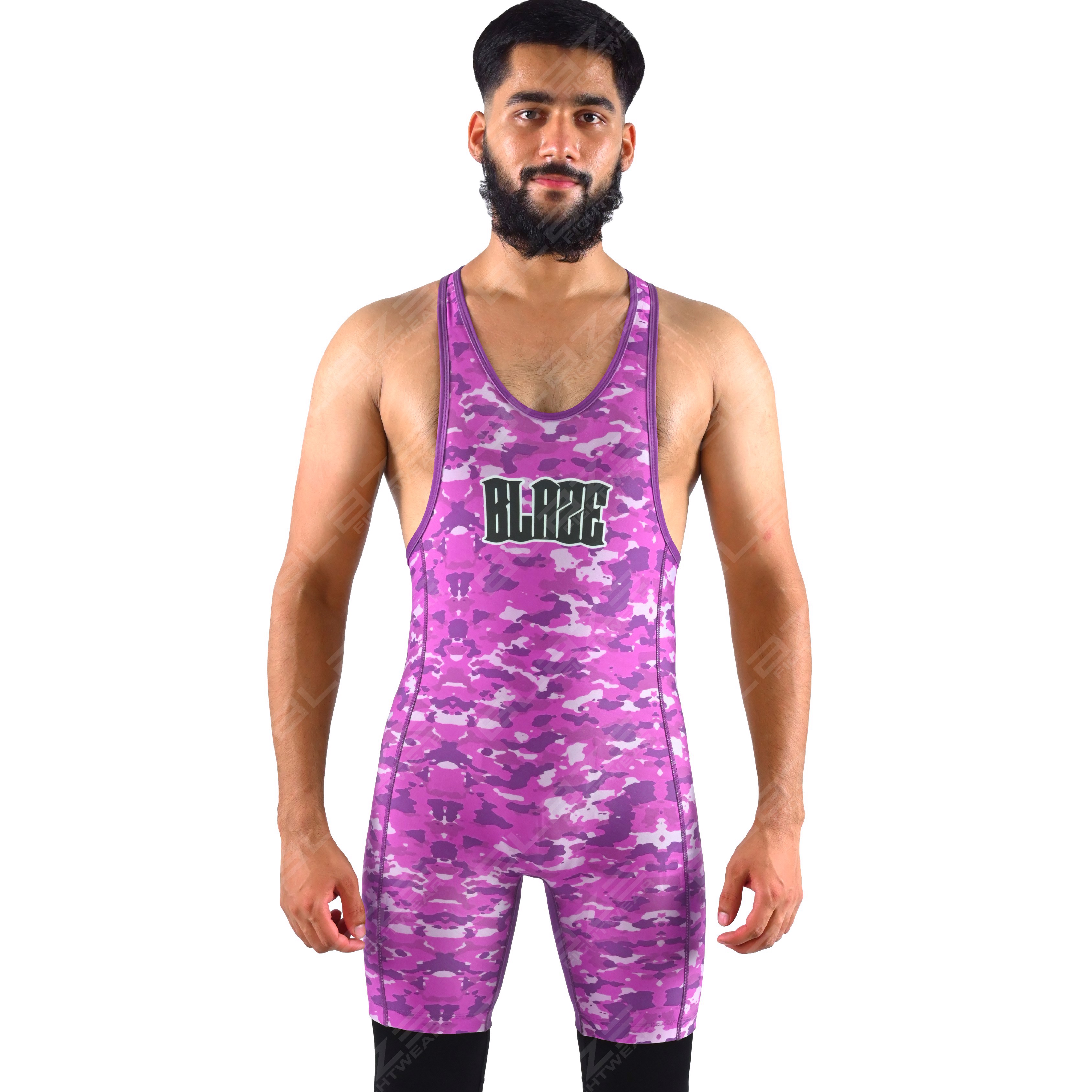  OEM men's high-elastic powerlifting singlet, one-piece training gear with a knitted fabric design. - view 9