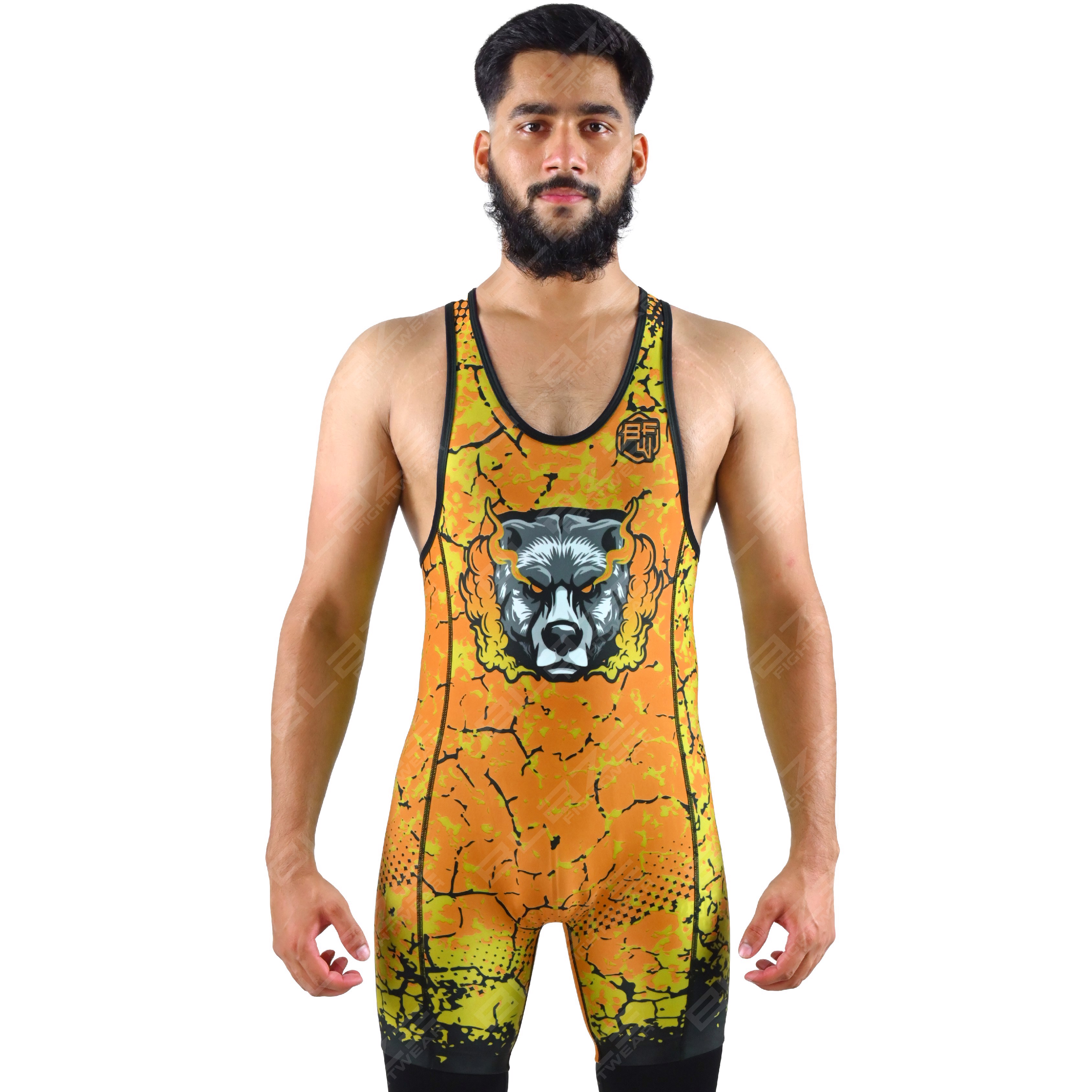  OEM men's high-elastic powerlifting singlet, one-piece training gear with a knitted fabric design. - view 11