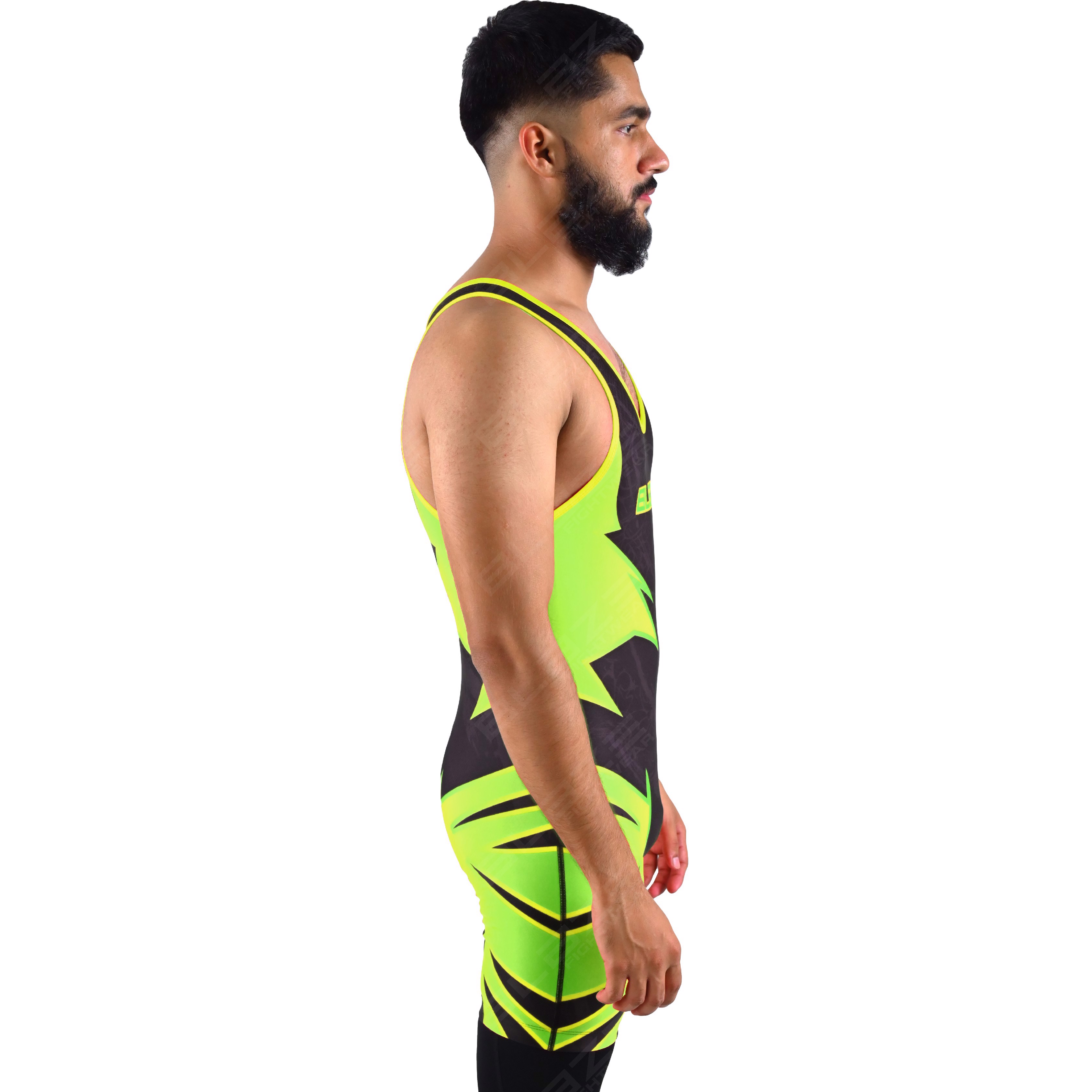 OEM men's high-elastic powerlifting singlet, one-piece workout wear with a knitted fabric design. - view 2