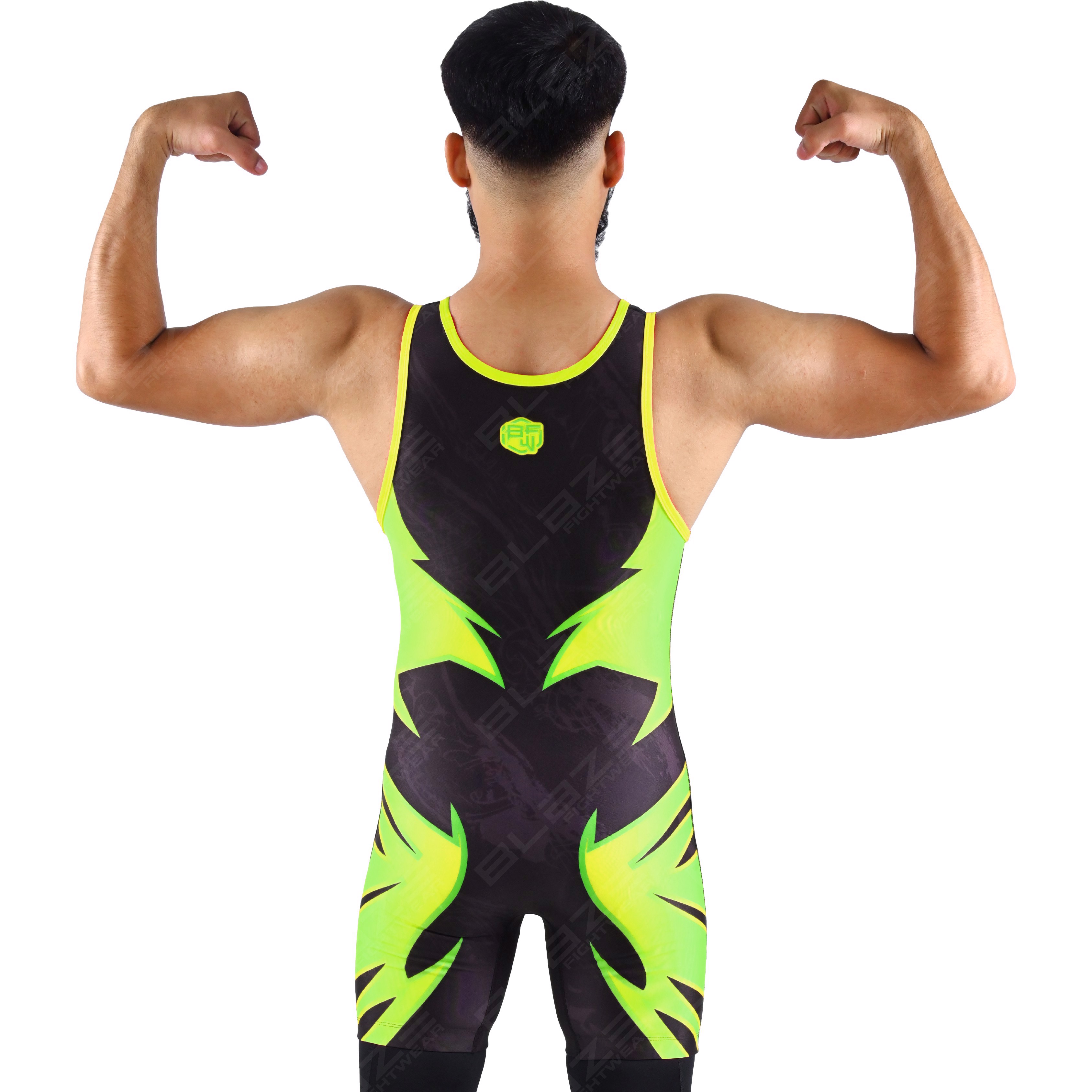 OEM men's high-elastic powerlifting singlet, one-piece workout wear with a knitted fabric design. - view 3