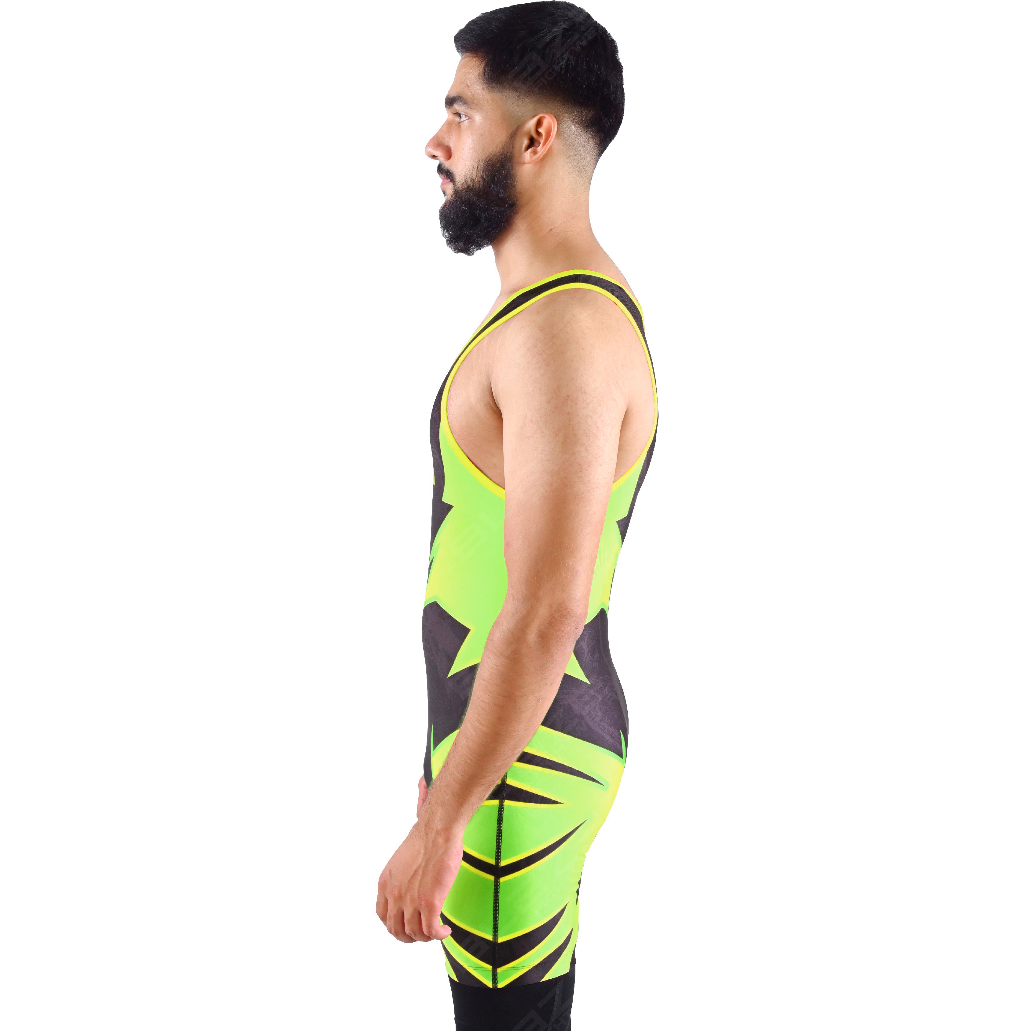 OEM men's high-elastic powerlifting singlet, one-piece workout wear with a knitted fabric design. - view 5