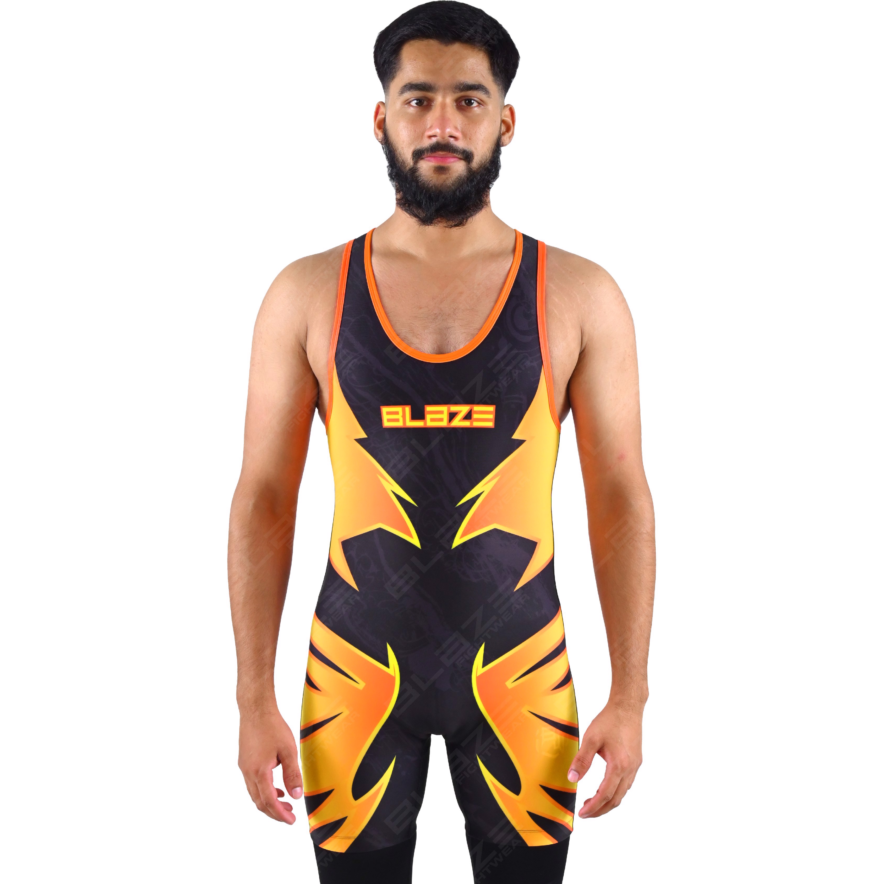 OEM men's high-elastic powerlifting singlet, one-piece workout wear with a knitted fabric design. - view 9
