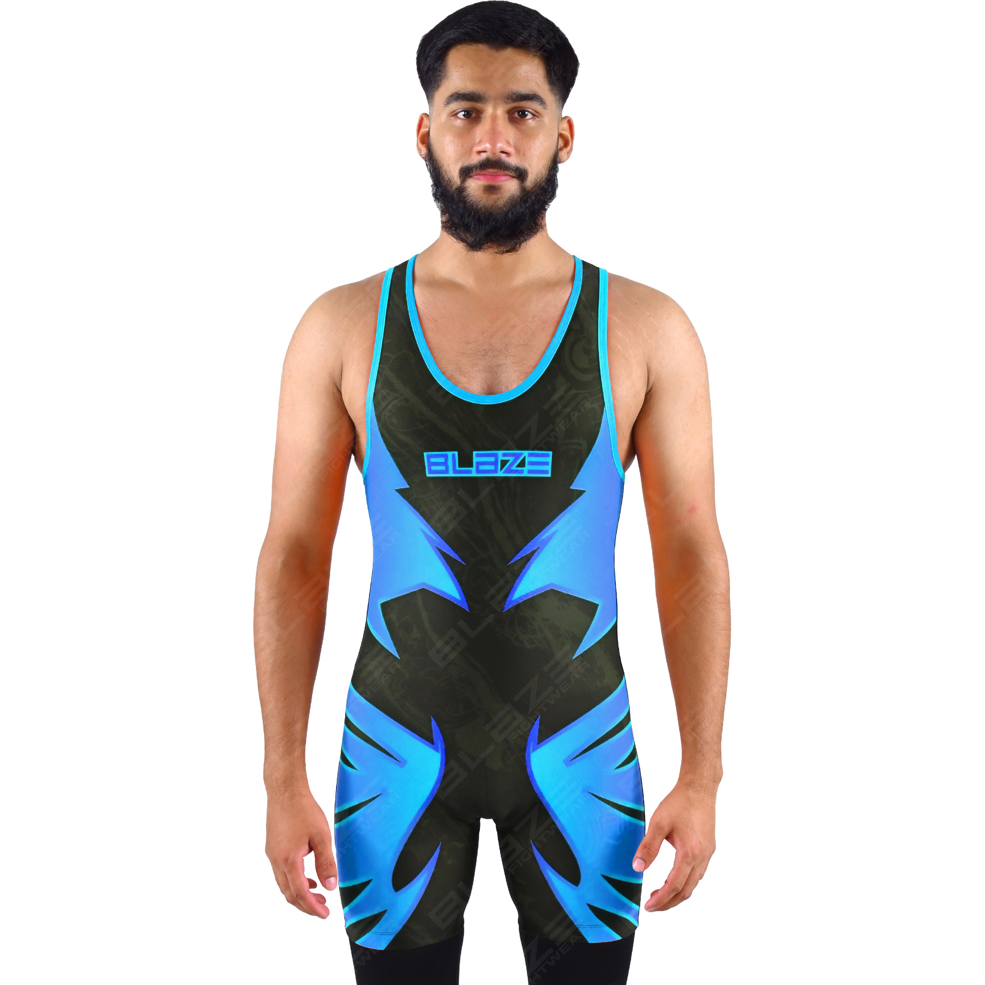 OEM men's high-elastic powerlifting singlet, one-piece gym wear with a knitted design.