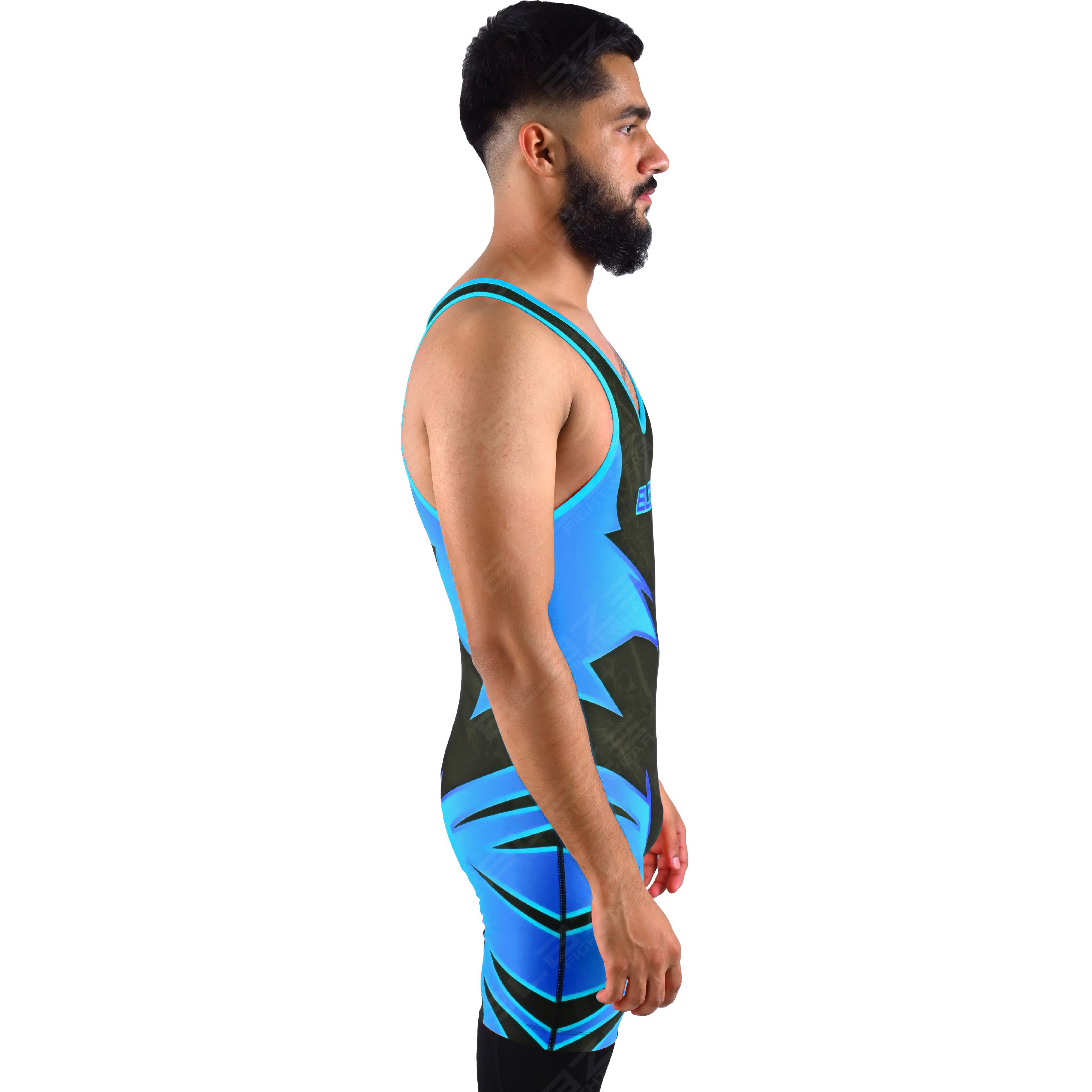 OEM men's high-elastic powerlifting singlet, one-piece gym wear with a knitted design. - view 3