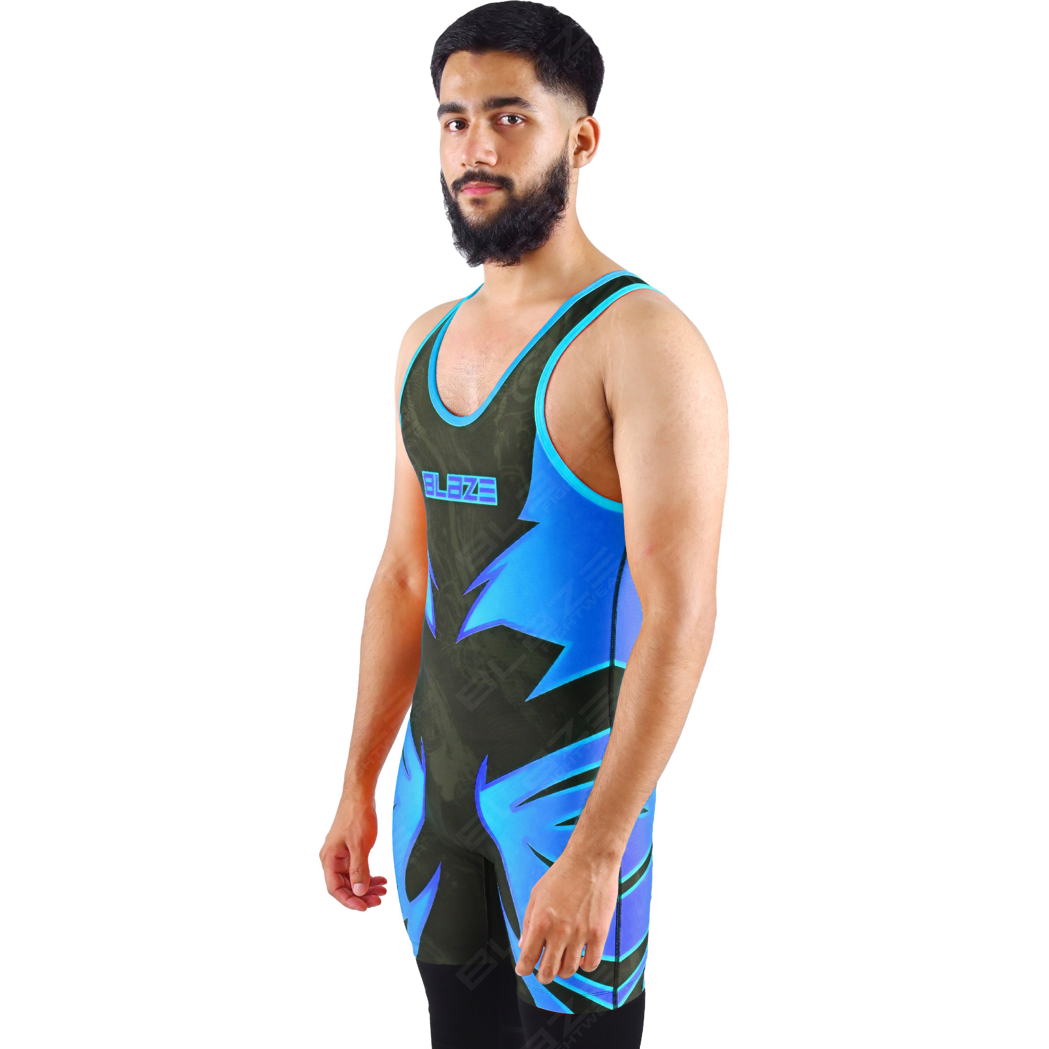 OEM men's high-elastic powerlifting singlet, one-piece gym wear with a knitted design. - view 4