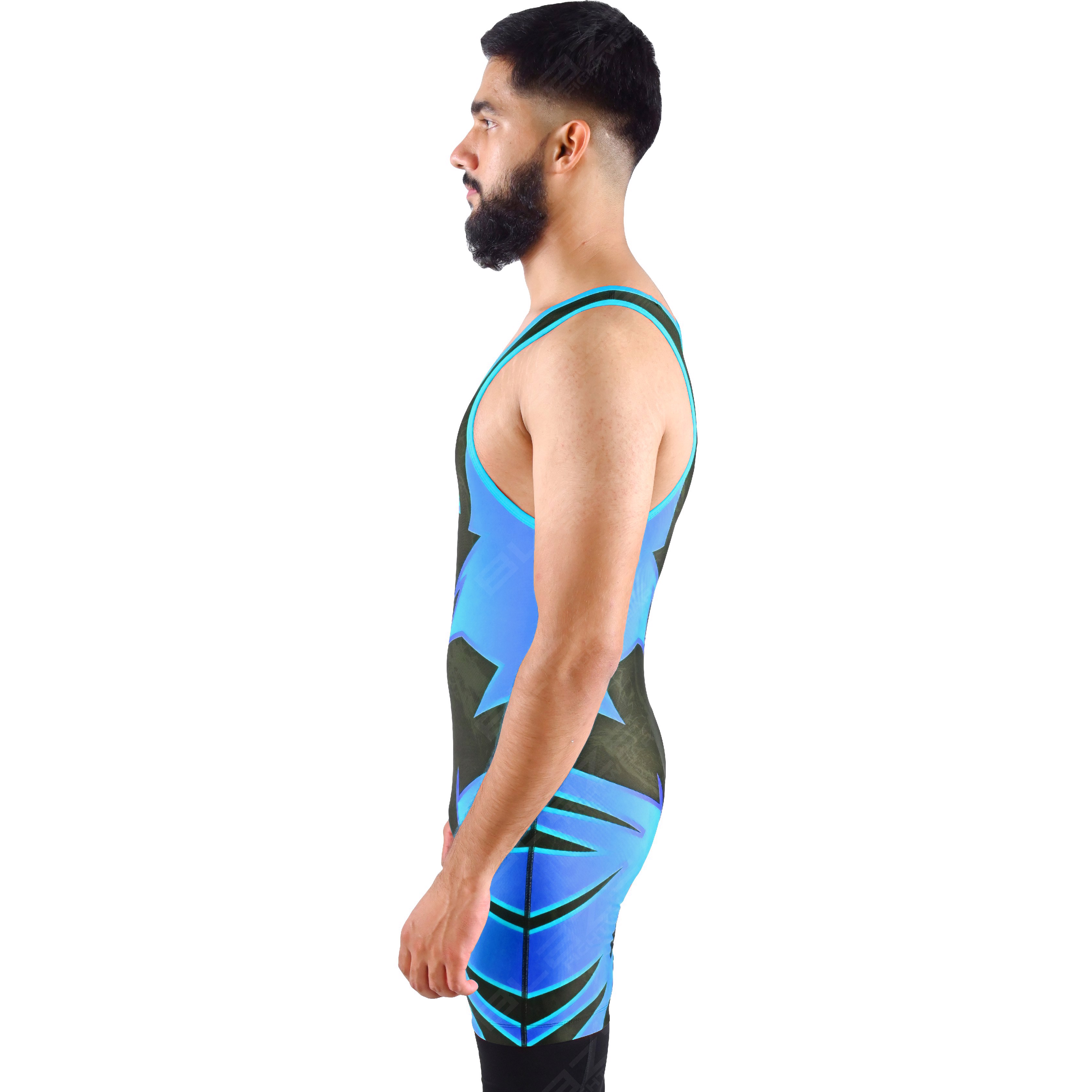 OEM men's high-elastic powerlifting singlet, one-piece gym wear with a knitted design. - view 5