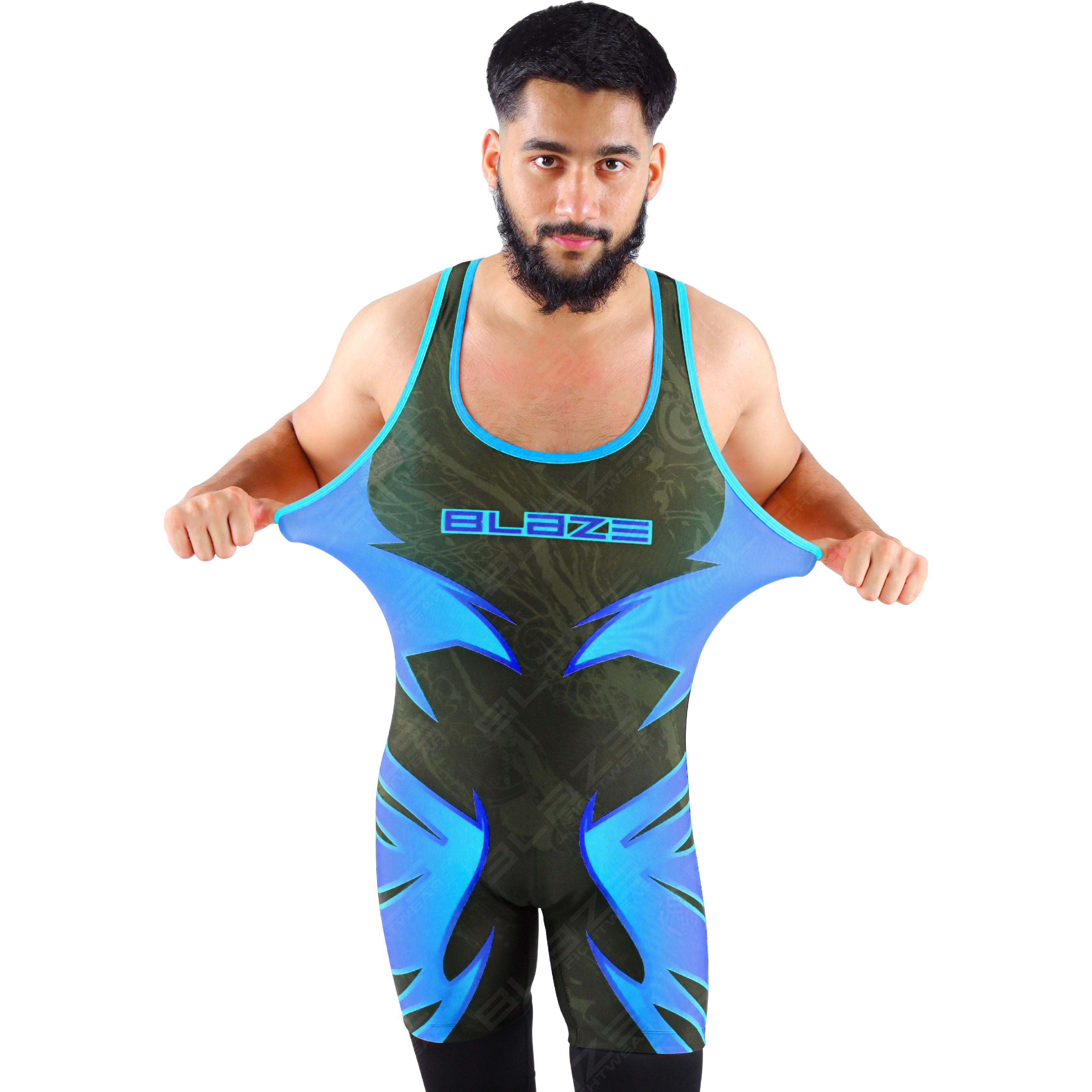 OEM men's high-elastic powerlifting singlet, one-piece gym wear with a knitted design. - view 6