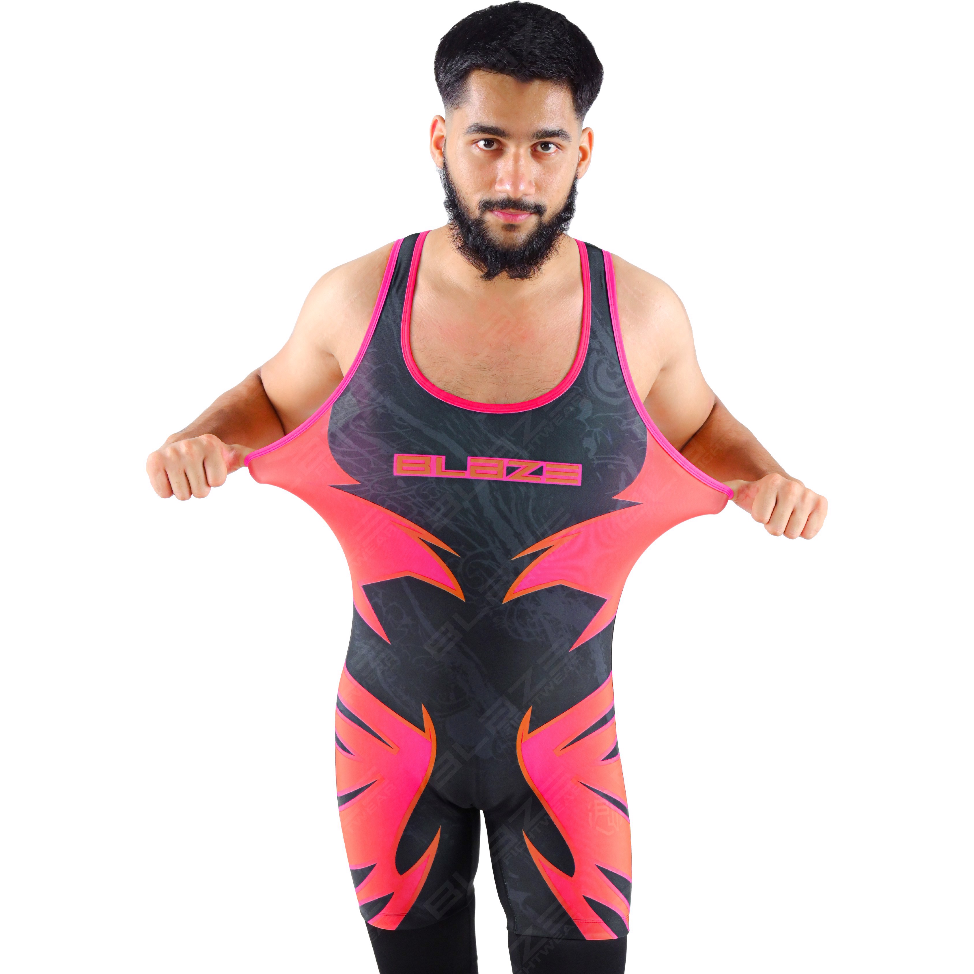  OEM men's high-elastic powerlifting singlet, one-piece training wear with a knitted design