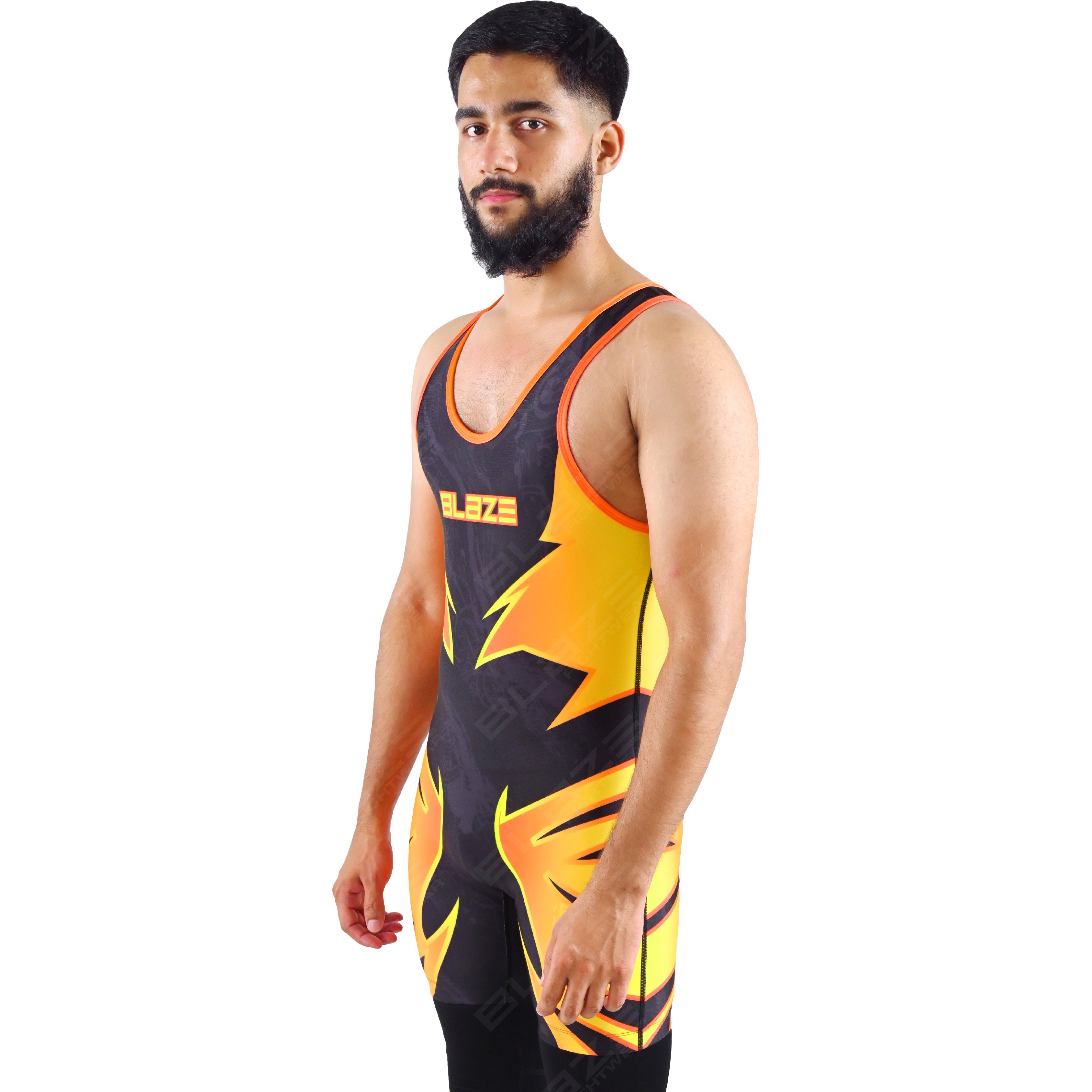  OEM men's high-elastic powerlifting singlet, one-piece training wear with a knitted design - view 13