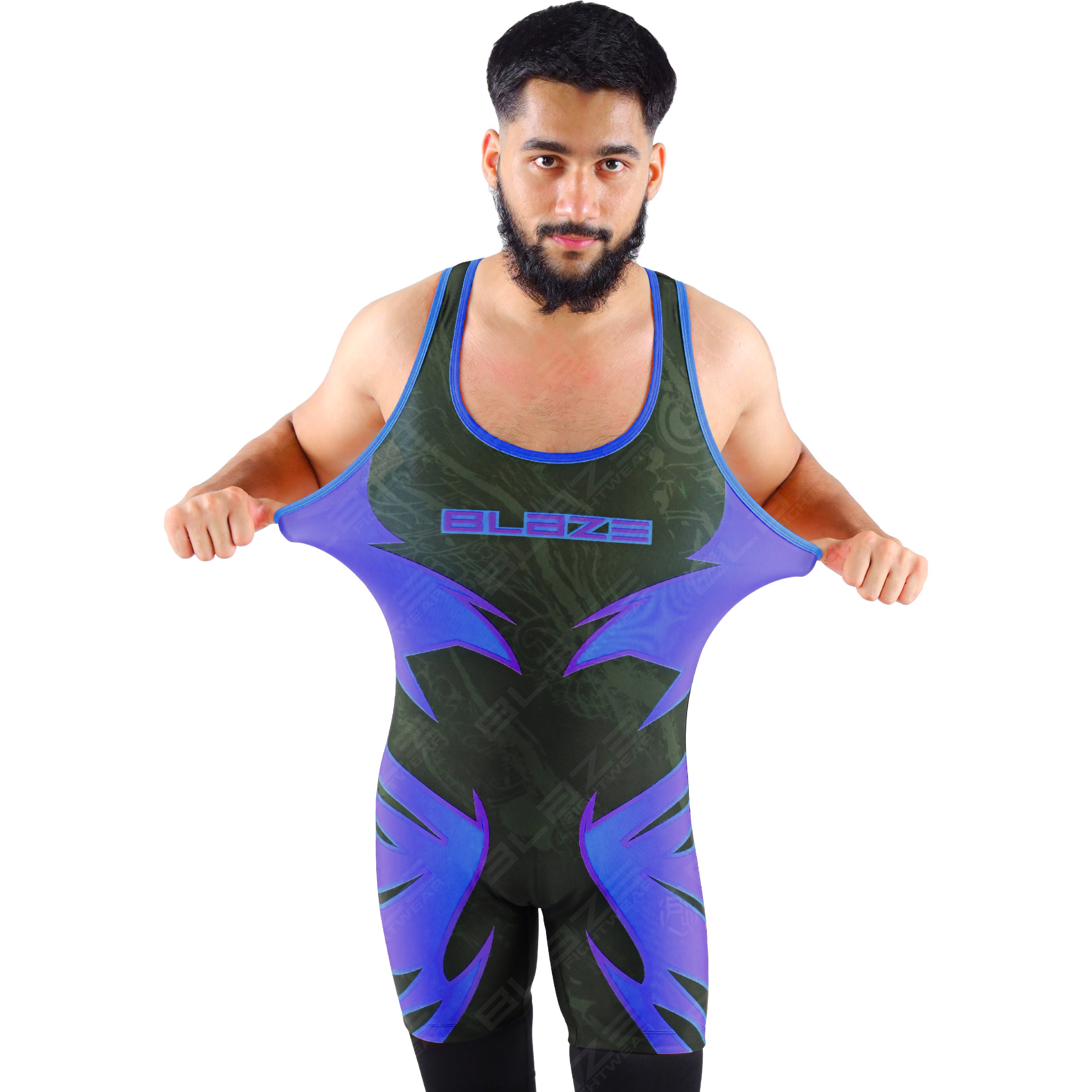 OEM men's high-stretch powerlifting singlet, one-piece workout wear with a knitted fabric design.