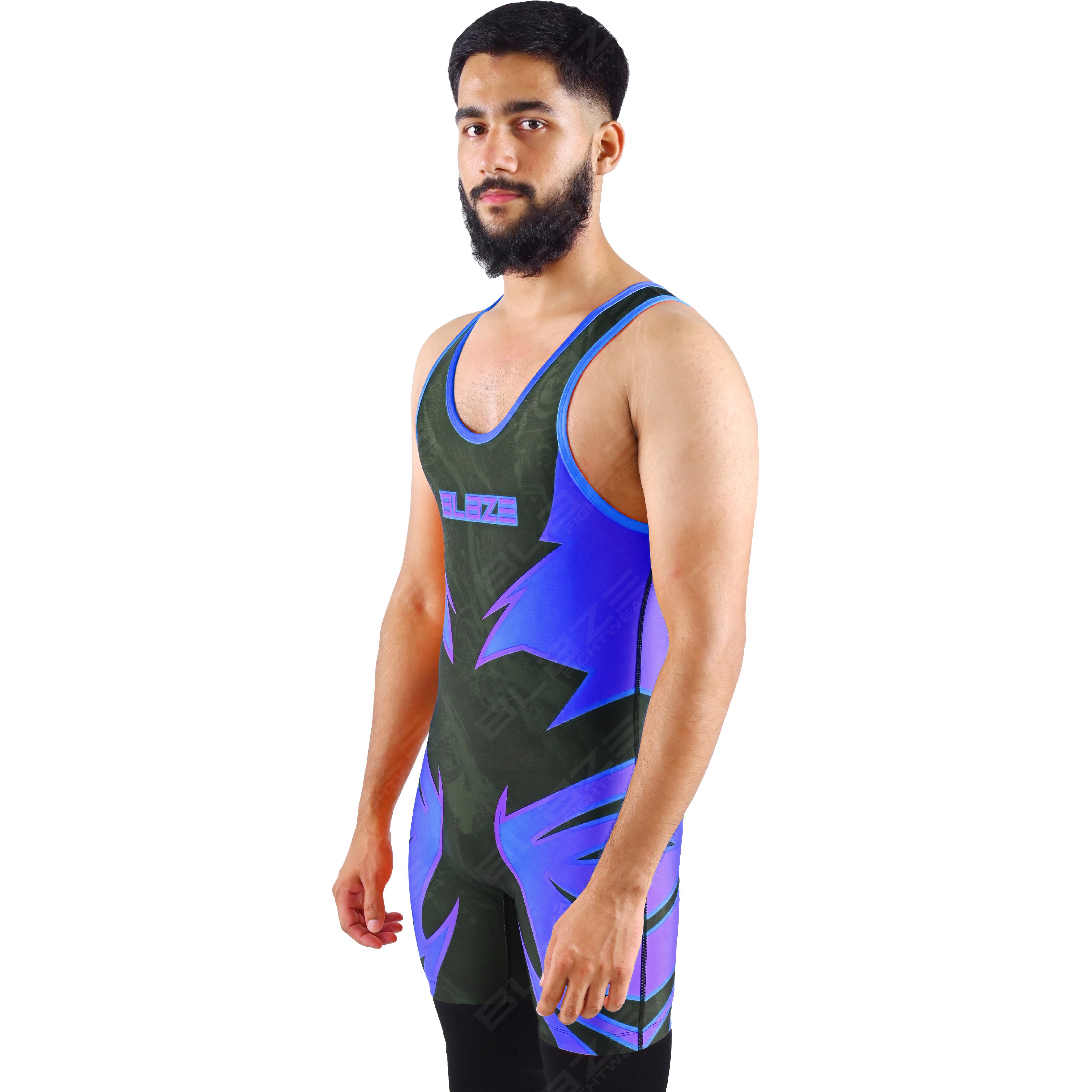 OEM men's high-stretch powerlifting singlet, one-piece workout wear with a knitted fabric design. - view 7